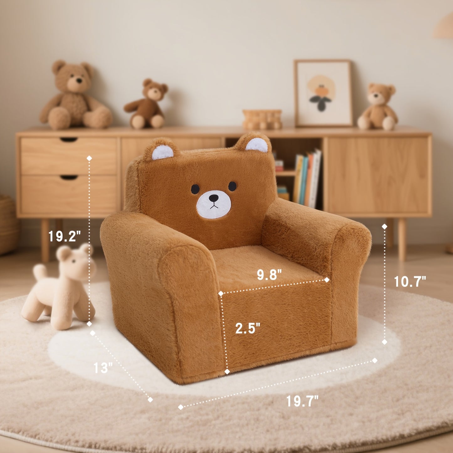 Non-Toxic Kids Armchair with Memory Foam for Ages 1.5 to 3 Years Safe and Easy-Clean