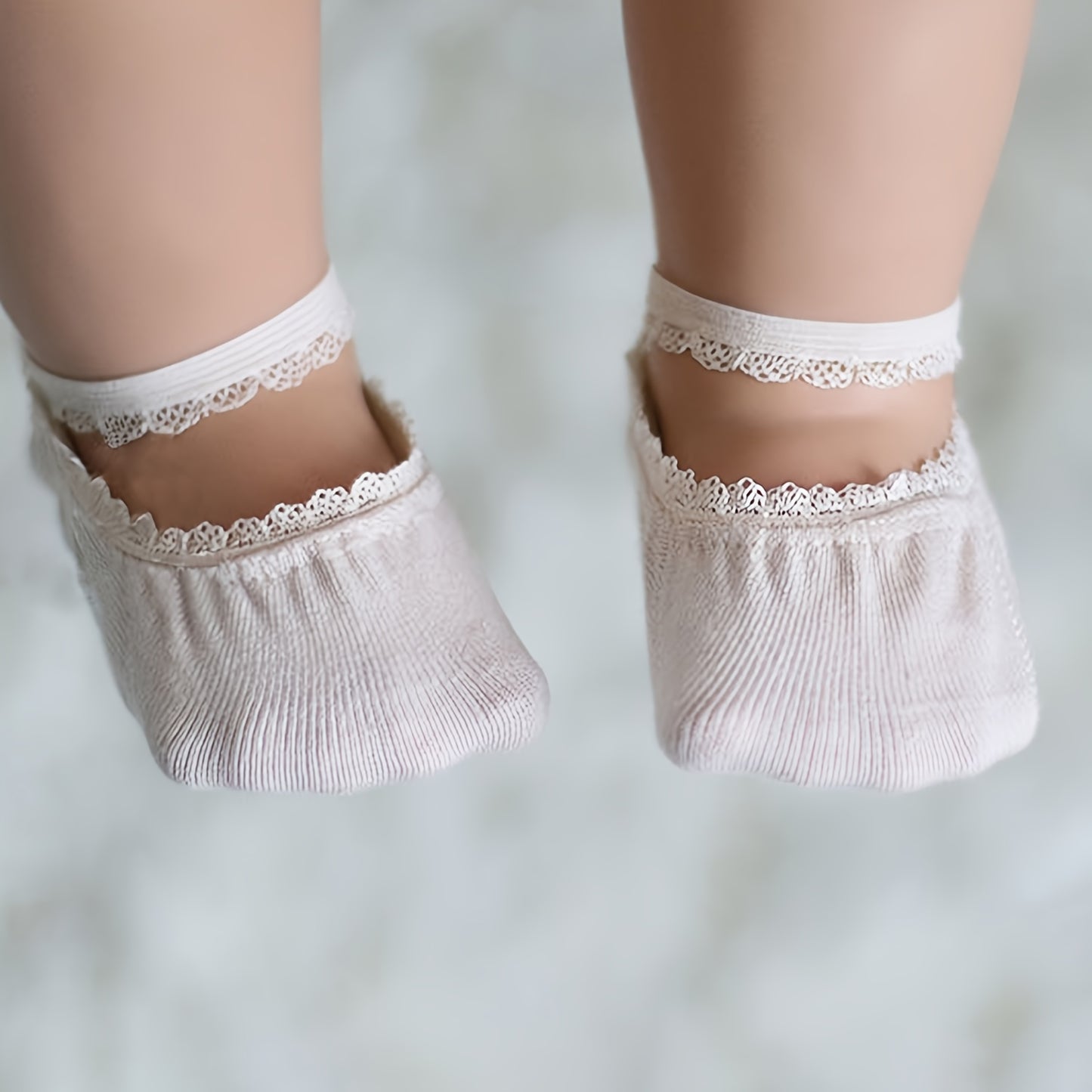 6 Pairs Baby Girls Lace-up Socks Cute Summer Boat Socks Soft Knit for Ages 12 and Under