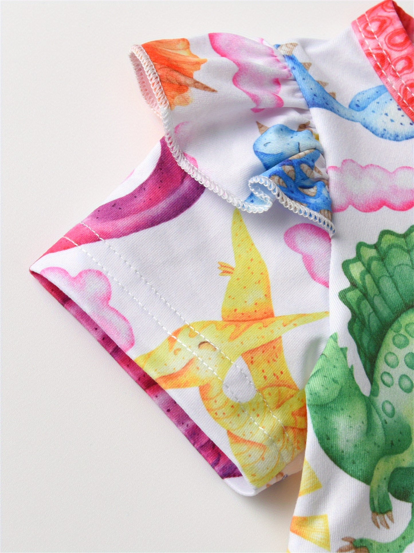 Summer Toddler Kids Baby Girls Clothes Set Cartoon Dinosaur Print Children Girl Short Sleeve Tops and Jeans Pants Children Clothing Outfits, Perfect for Outdoor