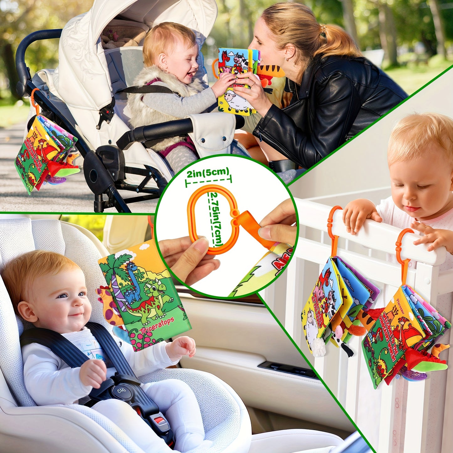 Vanmor Soft Baby Crinkle Cloth Books Set for Infants with Forest Ocean and Dinosaur Themes