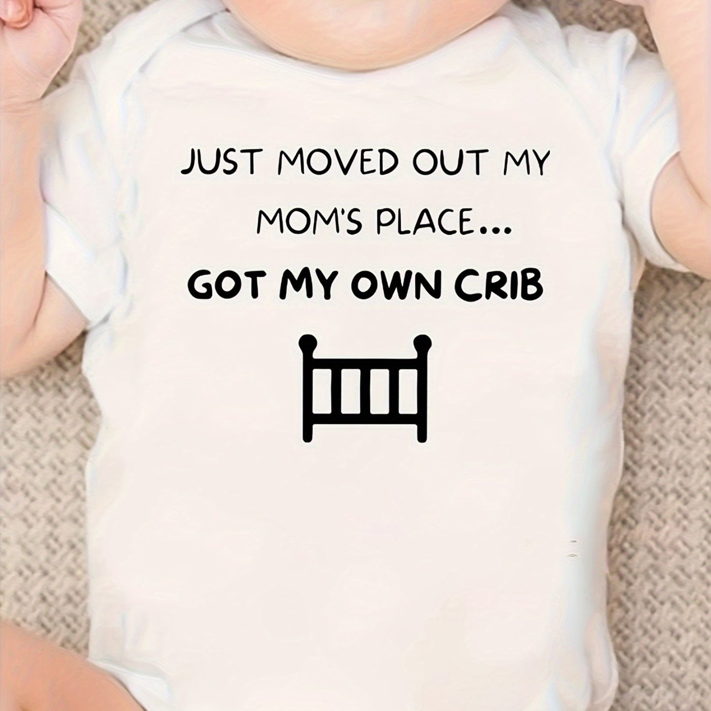 Cotton Baby Jumpsuit Alphabet Print Comfortable Round Neck for Outdoor Wear 0-12 Months