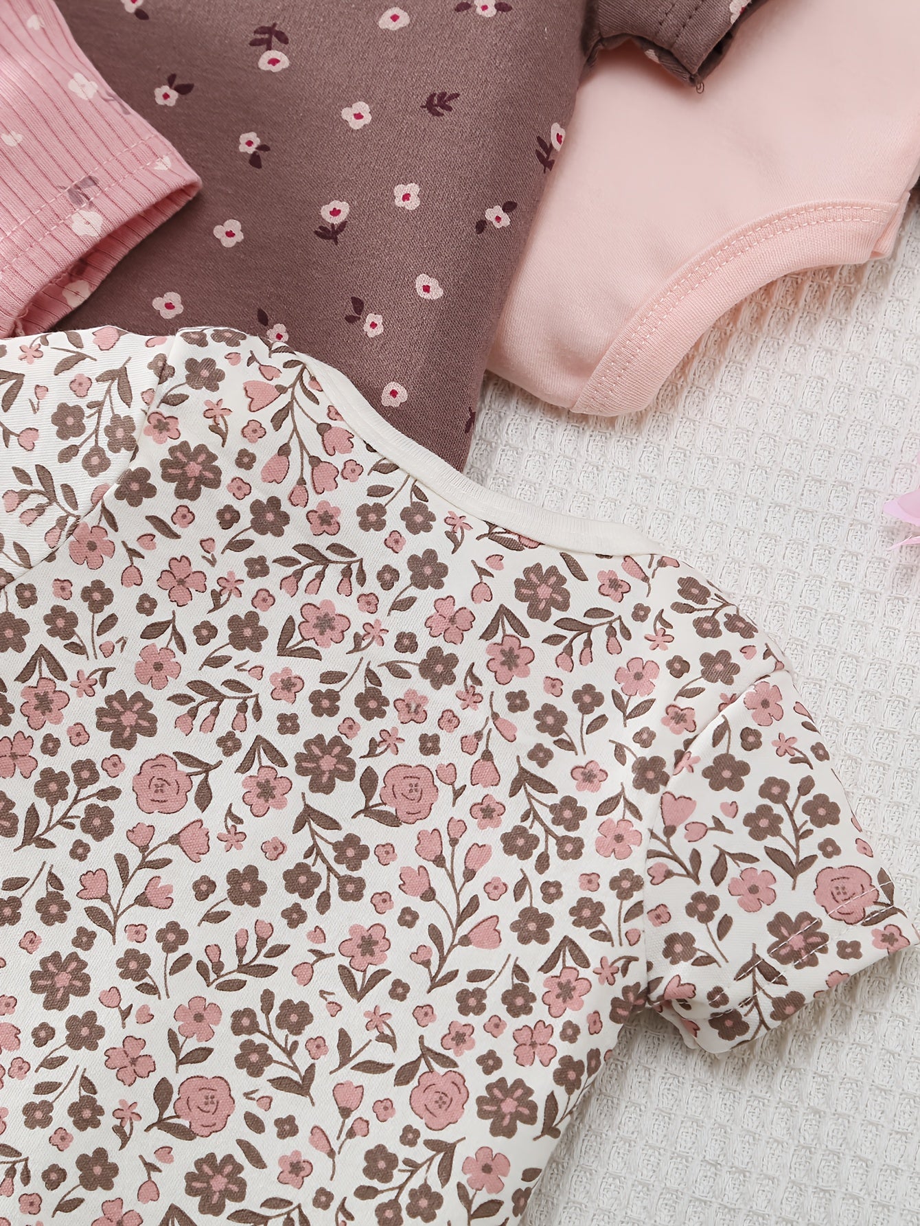 Newborn Short Sleeve Jumpsuit 5 Pack Floral 0 To 9 Months