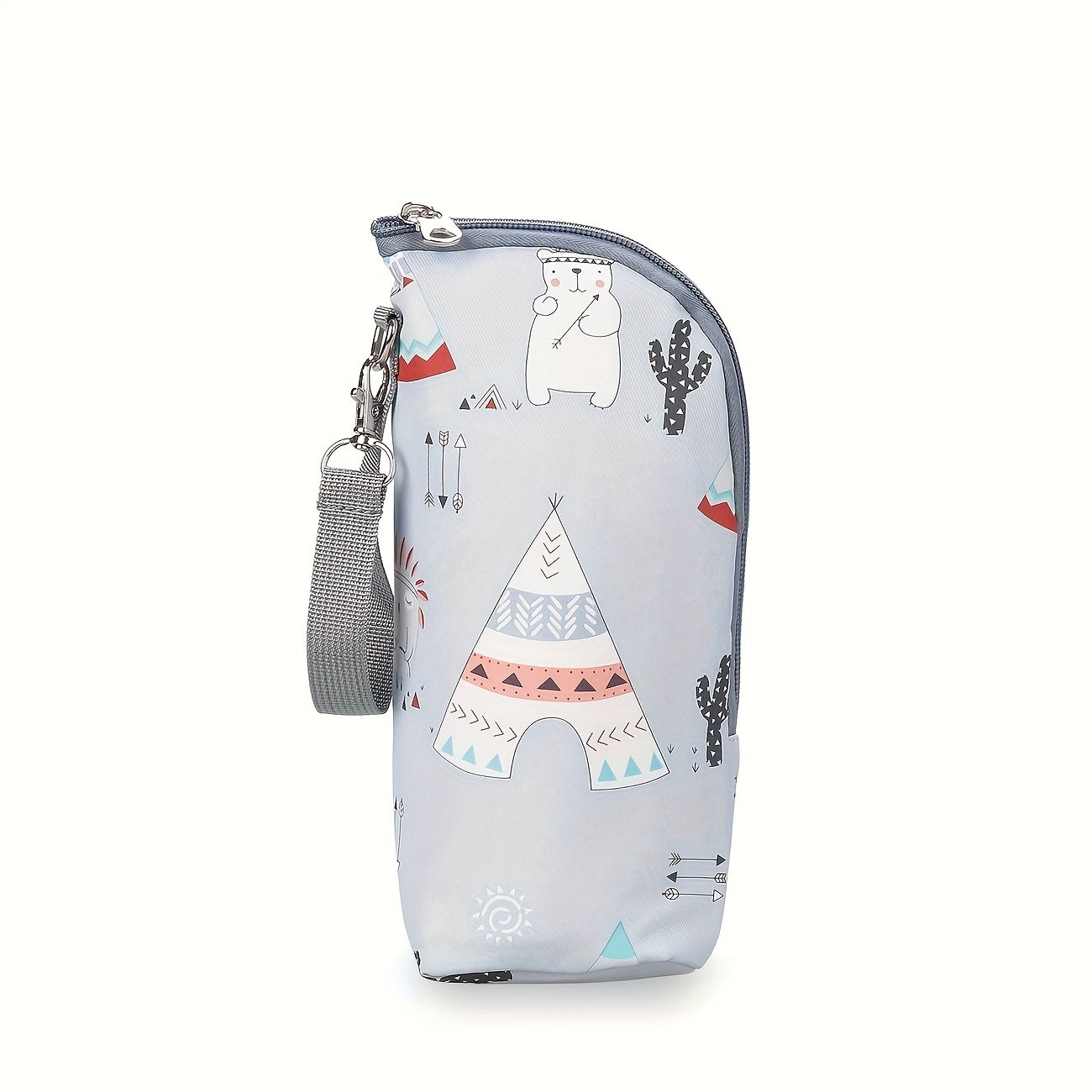 Cute Animal Print Insulated Bottle Bag - Portable, Durable Polyester Mommy Diaper Bag With Zipper Closure, Ideal For Travel And Daily Use, Travel Diaper Bag | Playful Design | Zippered Bag, Diaper Bag