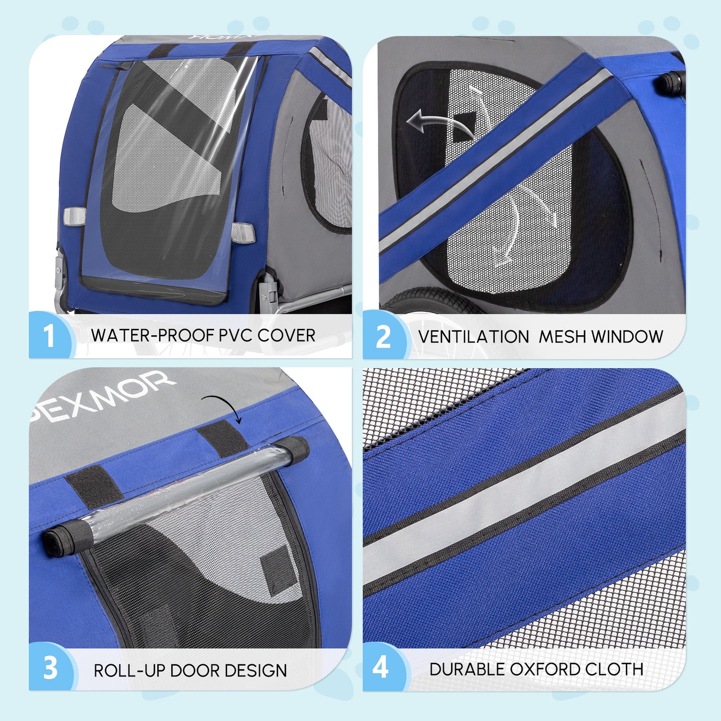 Folding Dog Bike Trailer For Bicycle With Universal Hitch