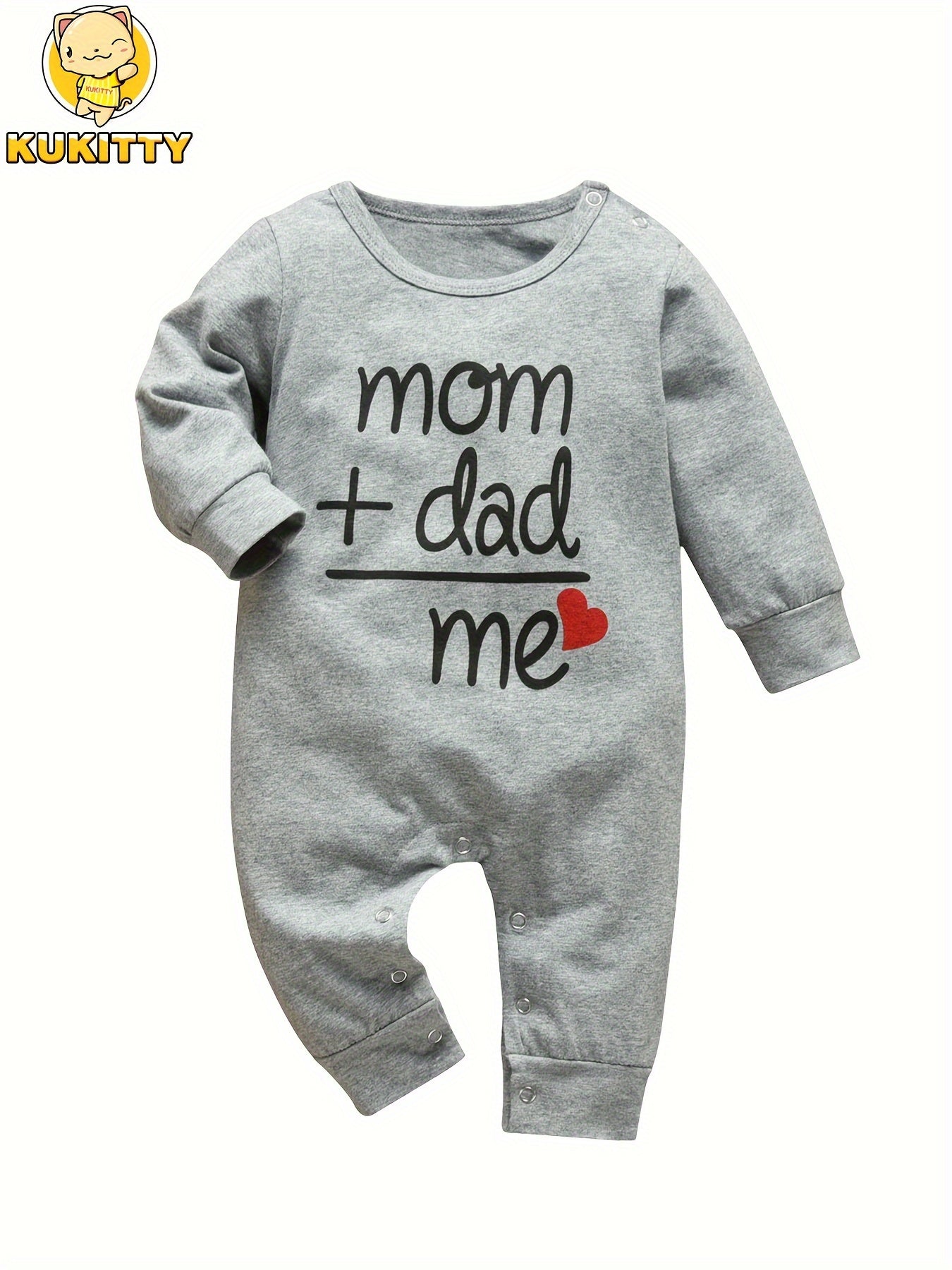 KuKitty Newborn Baby Boy Rompers Infant Girl Long Sleeve Letter Print Jumpsuit