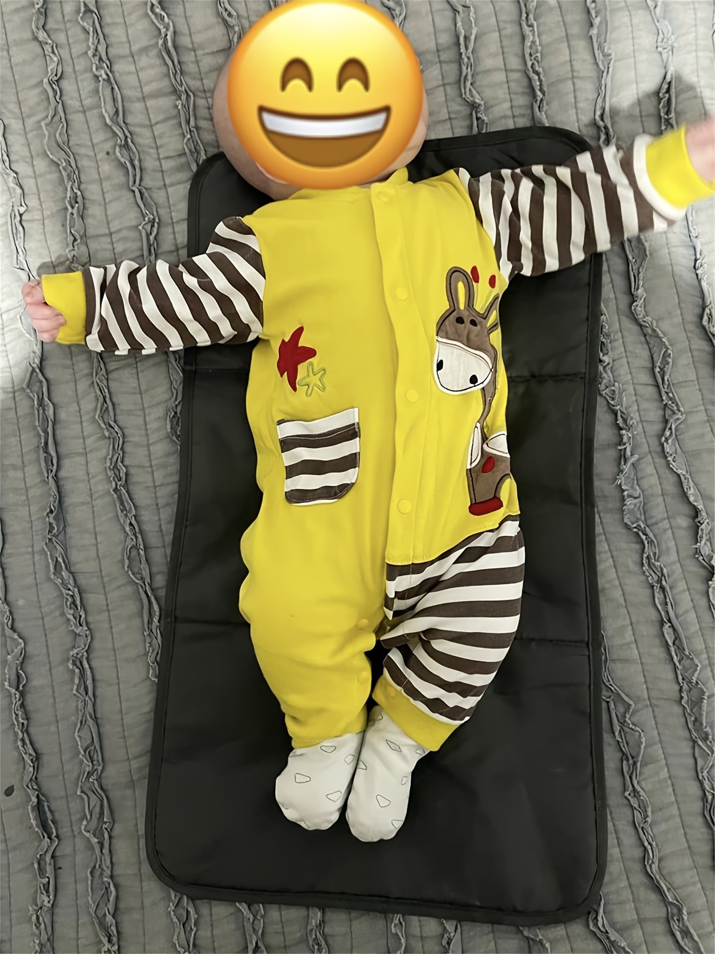 KuKitty Baby Boy Romper Infant Long Sleeve Giraffe Pattern Striped Jumpsuit, for Outdoor