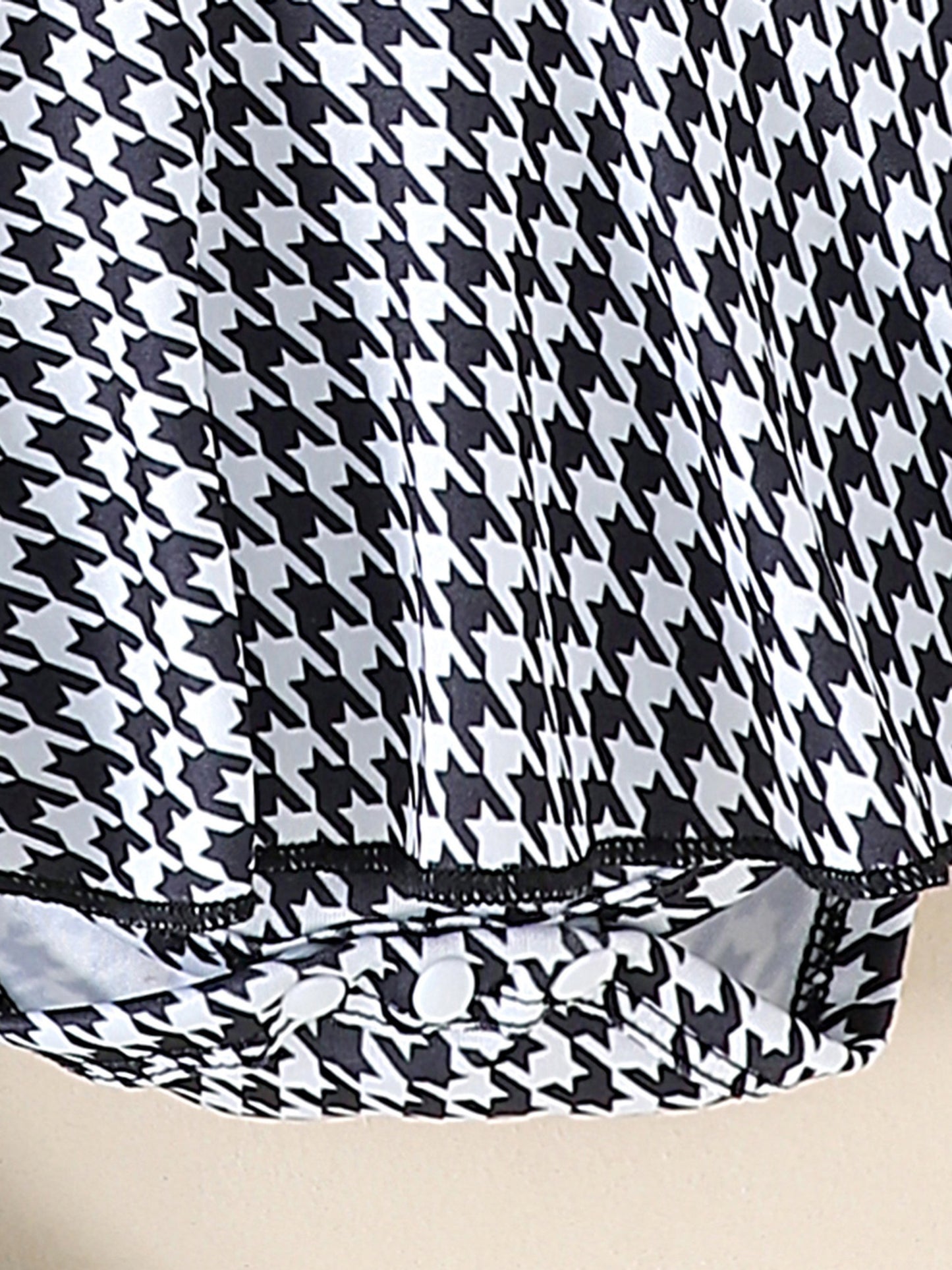 Baby Girl Spring Outfits Long Sleeve Houndstooth Print Romper Dress with Headband and Long Socks