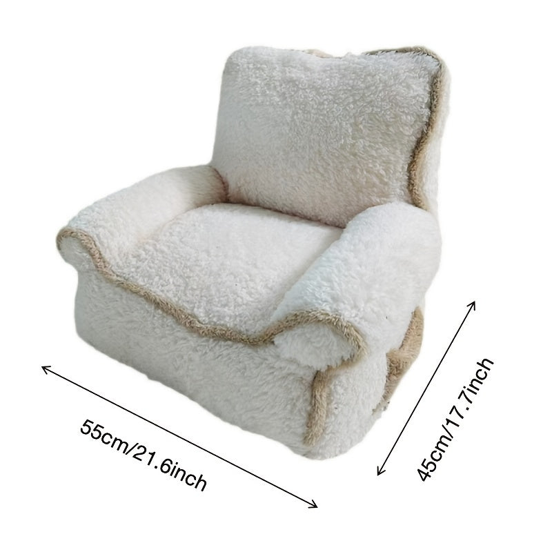Warm Plush Pet Sofa Bed for Cats and Puppies with Removable Soft Cushion in Multi-Color