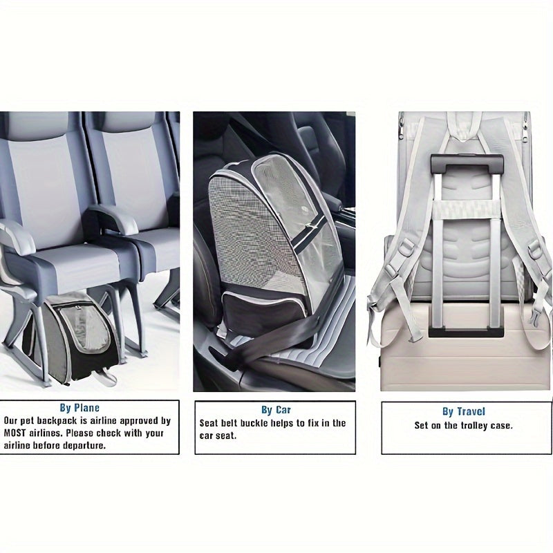 Breathable Cat Backpack Travel Bag With Zipper Closure