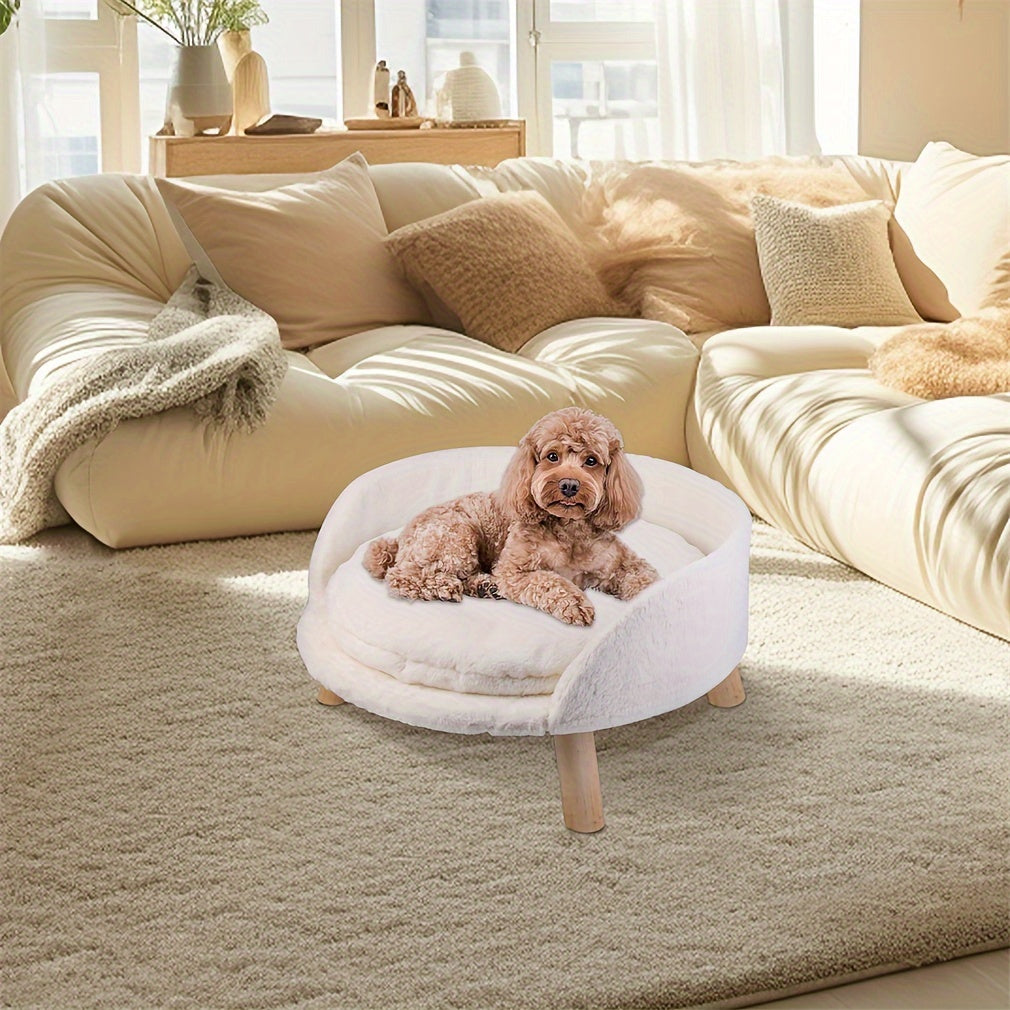 Raised Pet Sofa Bed for Dogs and Cats with Removable Padded Cushion and Stylish Design