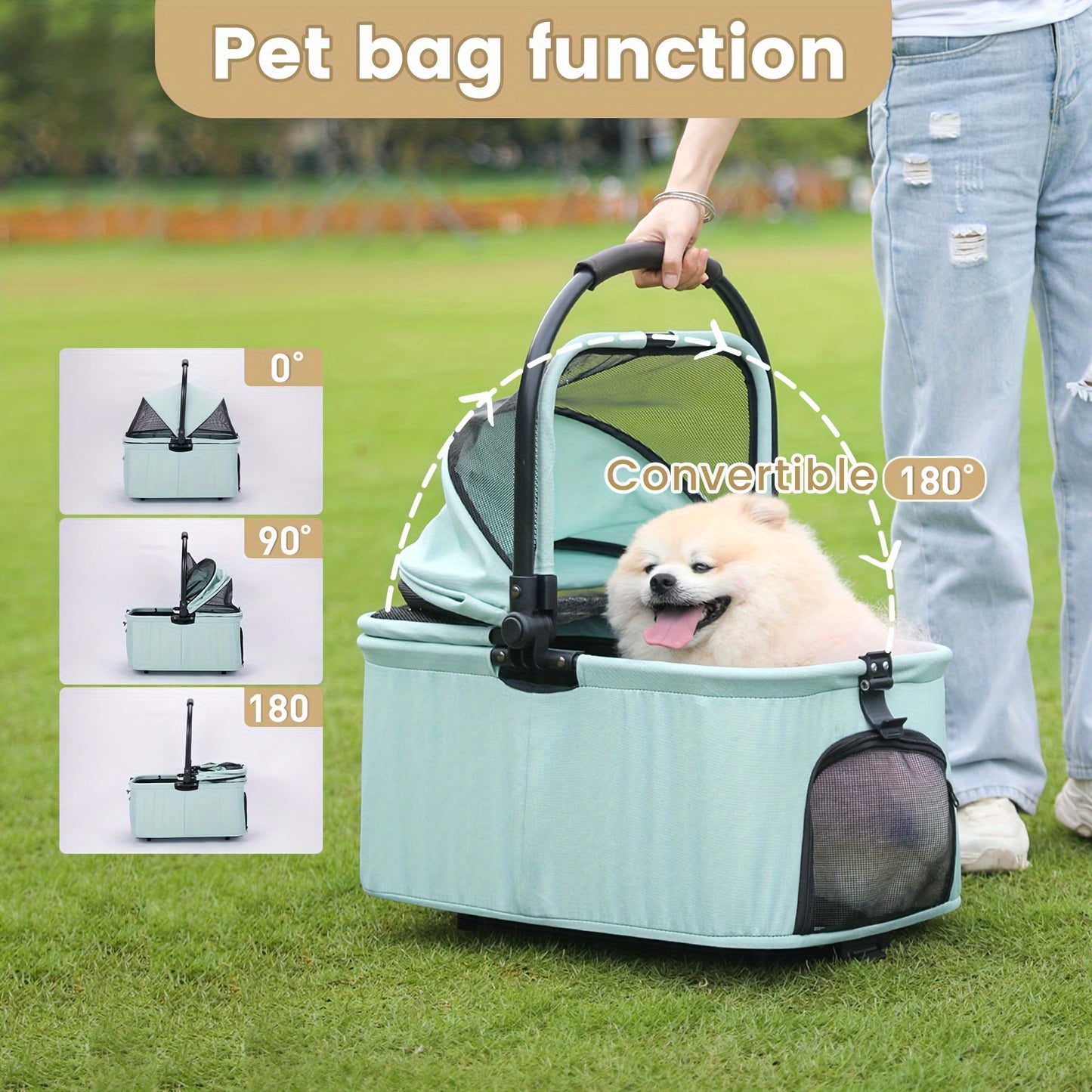 3 IN1 Dog Stroller for Small Medium Dogs, Up to 48 lbs Pet Stroller with Detachable Carrier and Car Seat