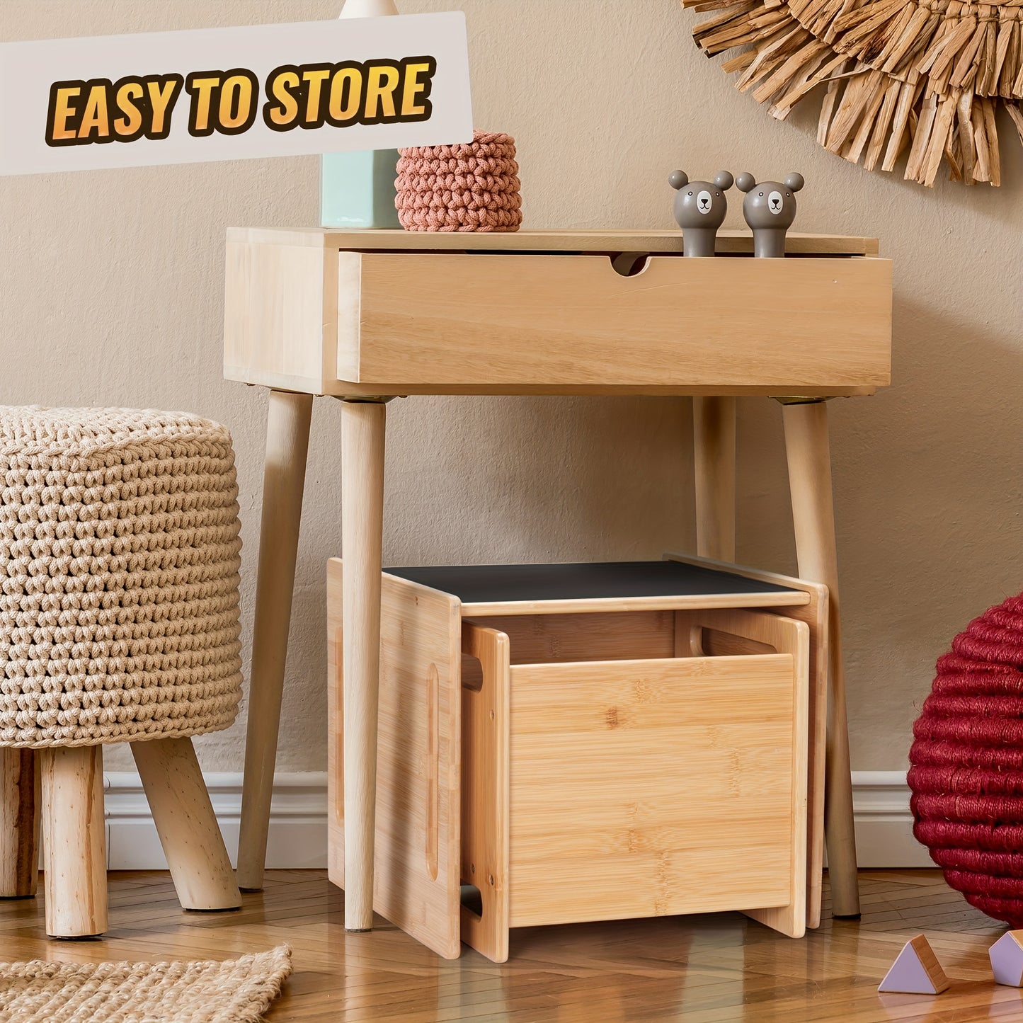 Children's Weaning Table And Chair Set Multi-Purpose Wooden Furniture For Dining And Play