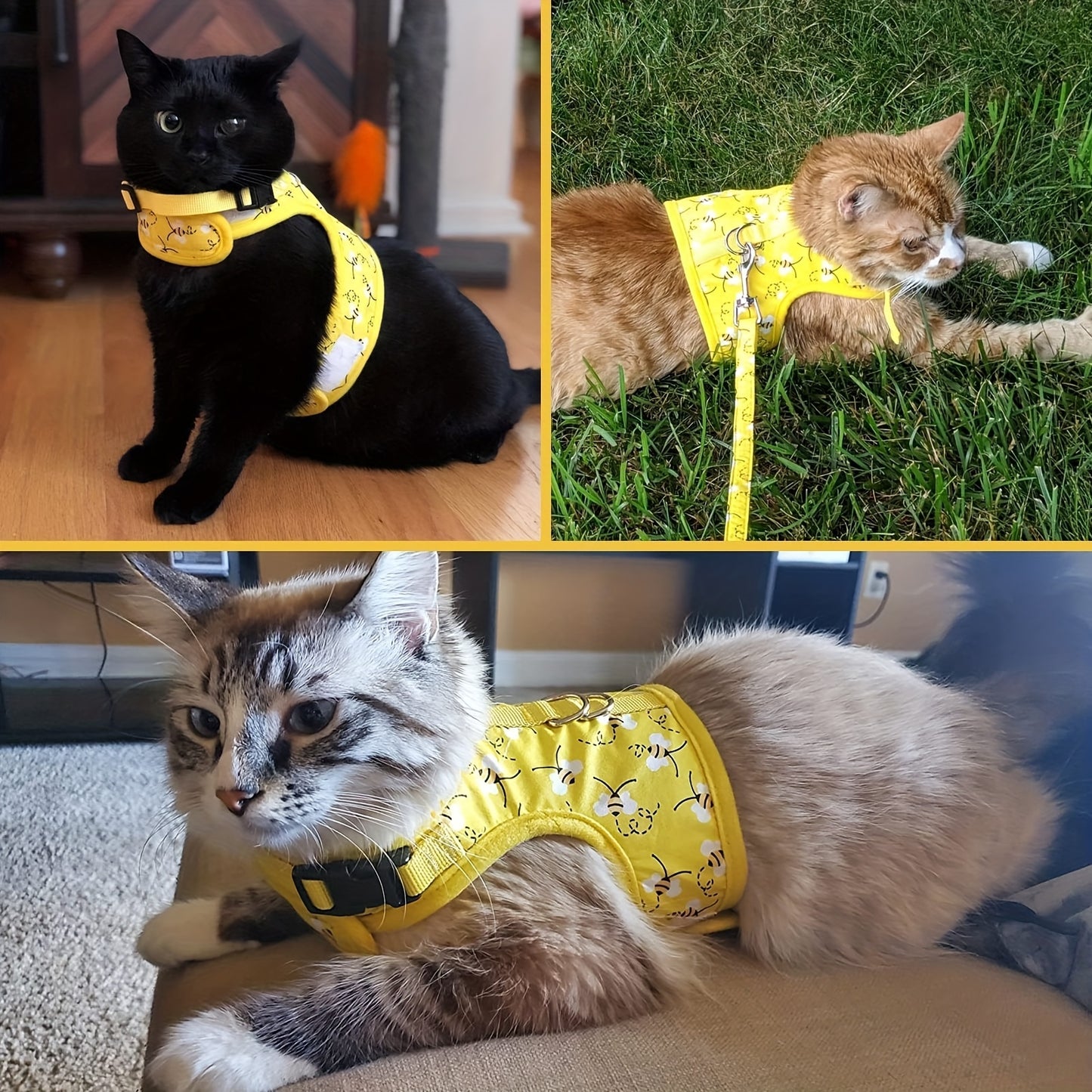 Escape Proof Cat Harness With Leash And Collar Adjustable Soft Vest For Medium Large Cats