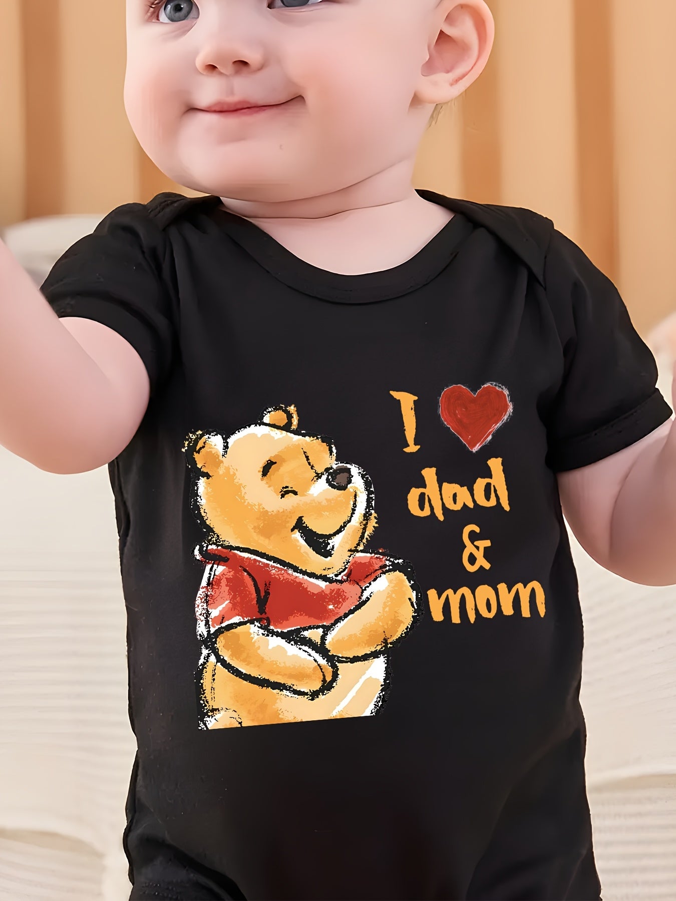 Disney Winnie the Pooh I Love Dad and Mom Baby Onesie Adorable Short Sleeve Romper