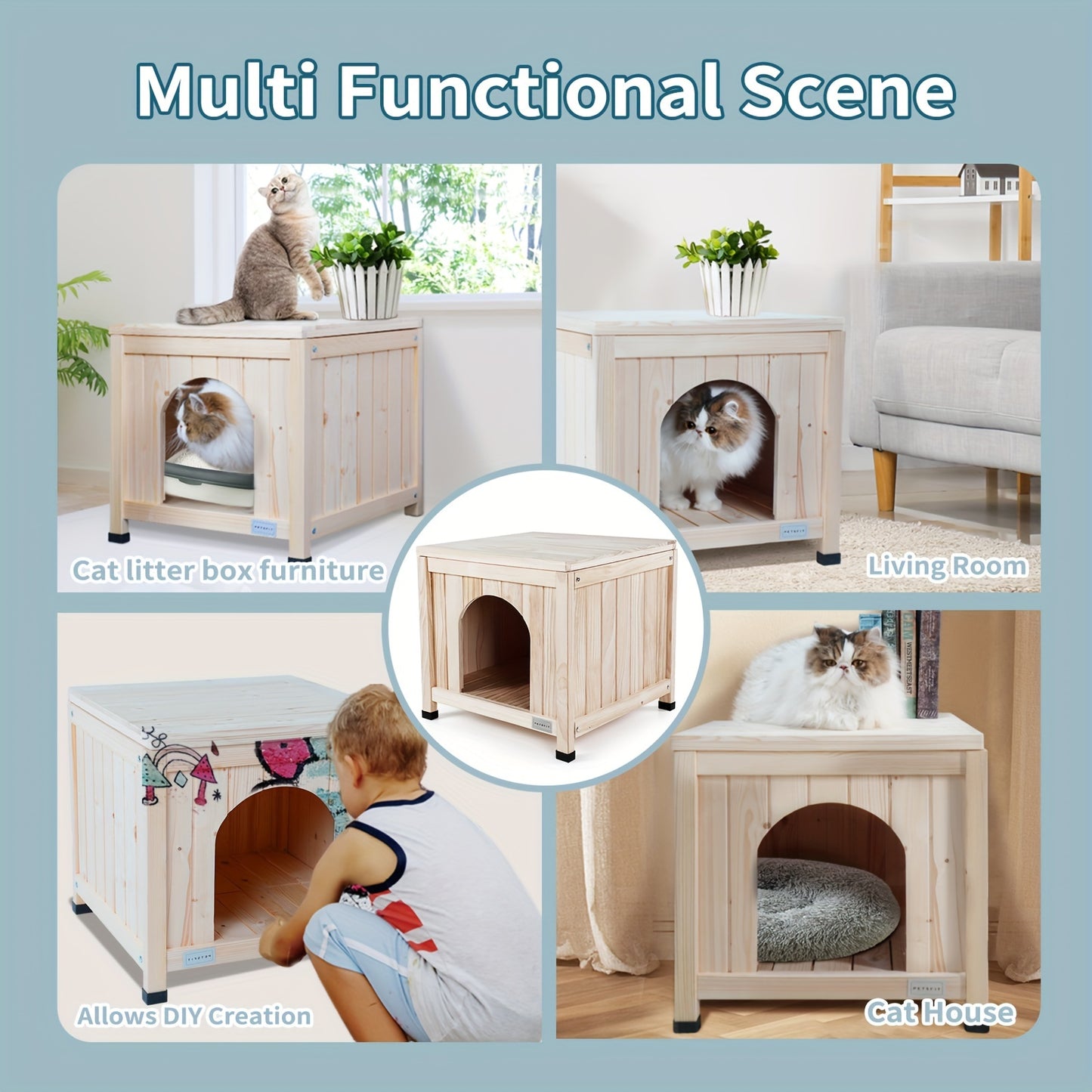 Wooden Indoor Dog House for Small Dogs and Cats Stylish Pet Furniture