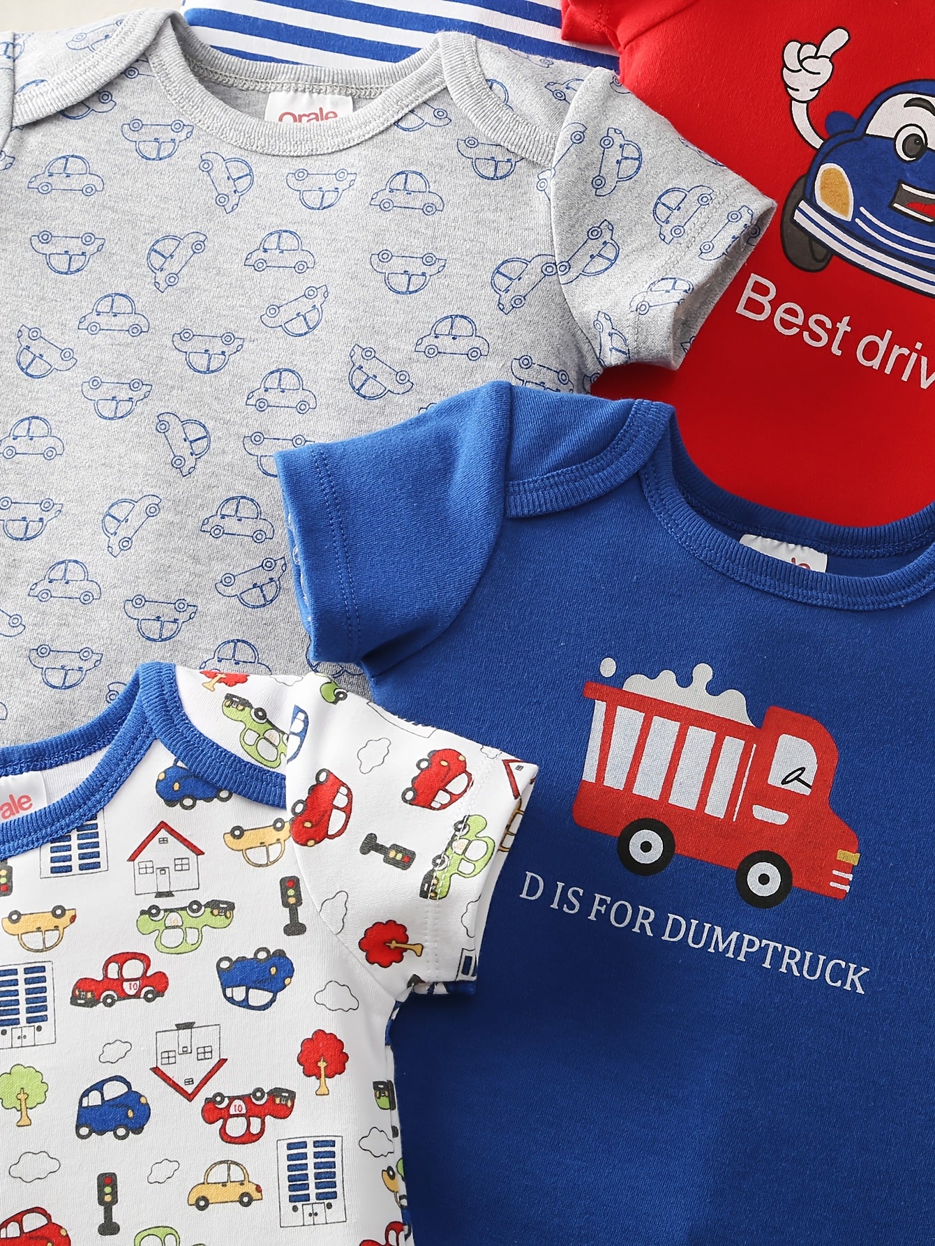 5 Piece Baby Girl Cartoon Triangle Onesies Set Crawling