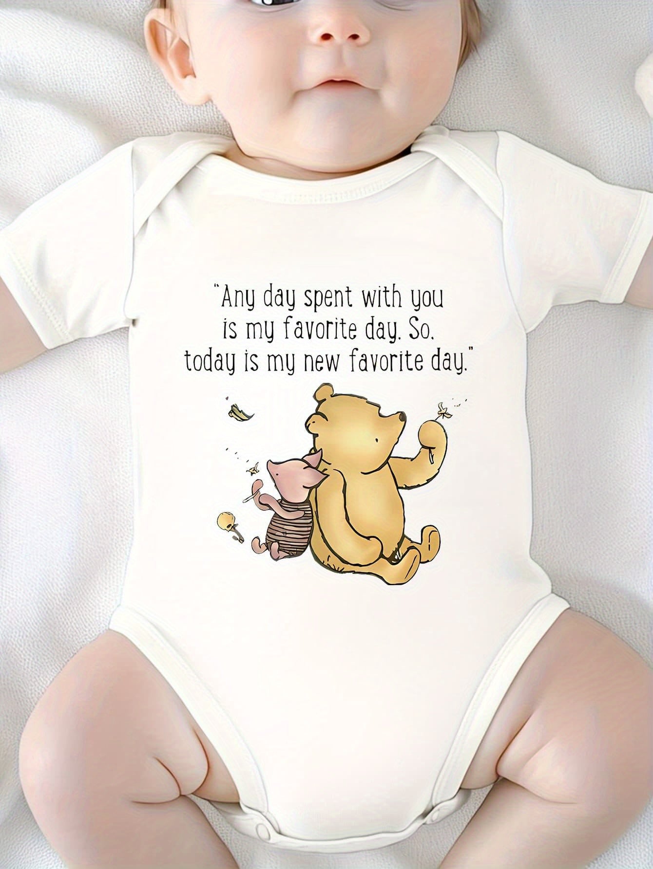 Pooh and Piglet Quote Cotton Baby Bodysuit Soft Breathable Unisex Outfit for Summer