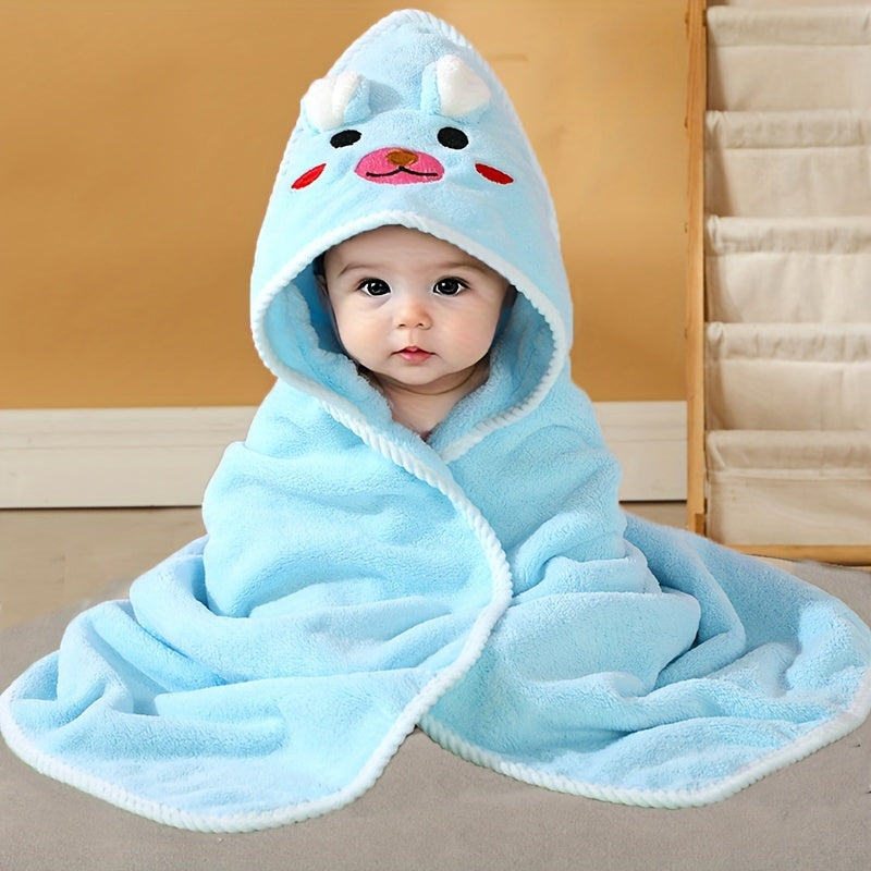 Soft Cartoon Animal Swaddling Blanket Set for Babies 0-3 Years - Reinforced Edge, Highly Absorbent and Skin-Friendly Polyester, Ideal for Bath Towel, Stroller Nap Blanket - 31.5x31.5 Inches - Machine Washable