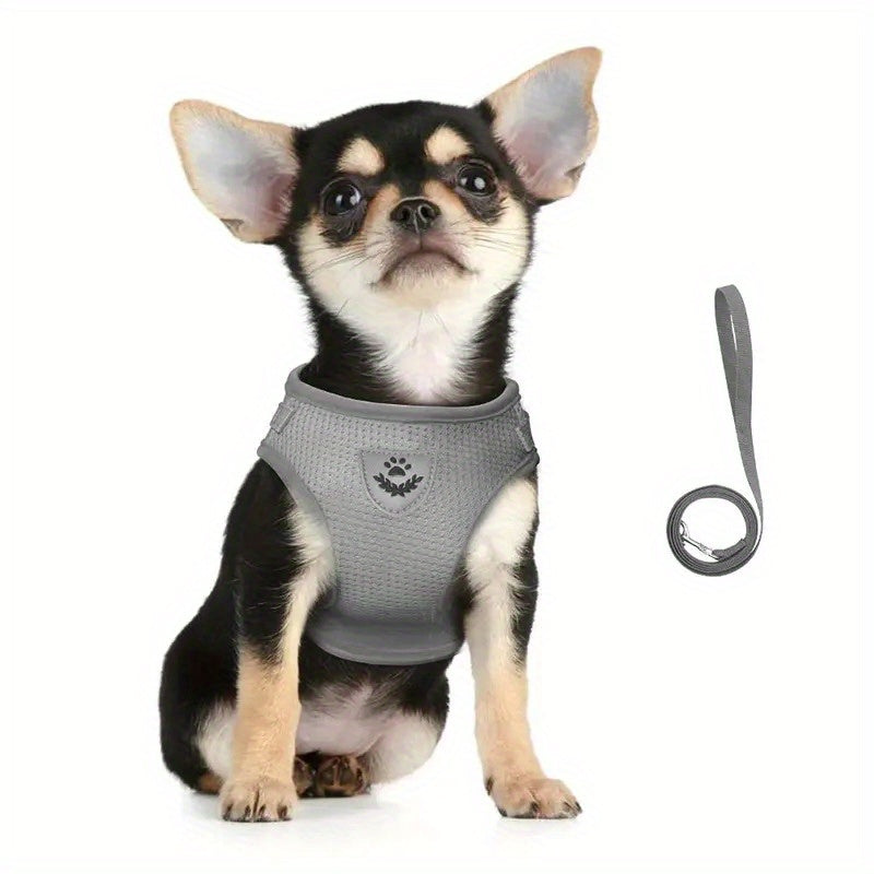 Adjustable Reflective Cat Harness and Leash Set for Small Dogs and Cats Escape Proof Mesh Vest