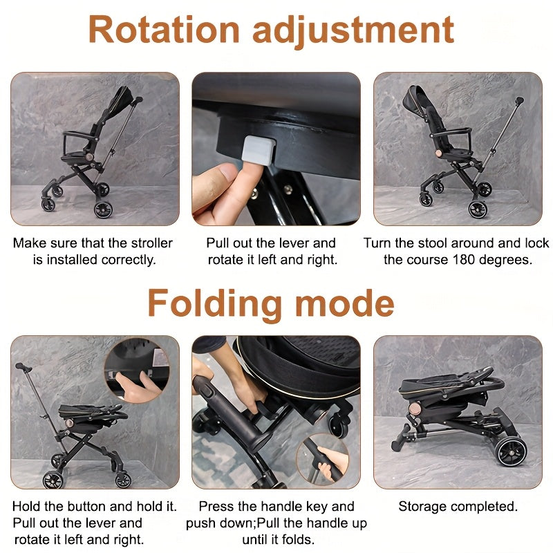 [Lightweight Folding Stroller] 1pc Lightweight Baby Folding Stroller | Compact Canopy, Multiple Reclining Positions, Convenient One Handed Folding, Perfect Gift For Holidays & Birthdays, Thanksgiving