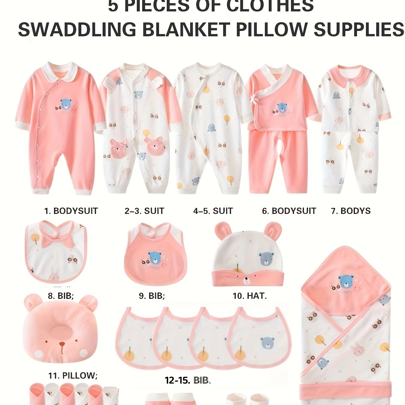 Baby Girl Clothes Newborn Full Set 27pcs Cotton Long Sleeve Outfits Hats Bibs and More