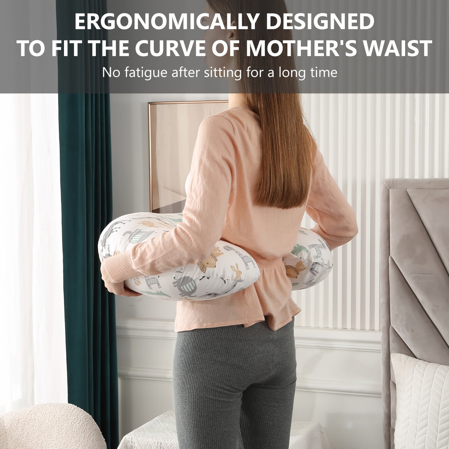 C Shaped Multifunctional Breastfeeding Pillow with Removable Pillowcase for Newborns