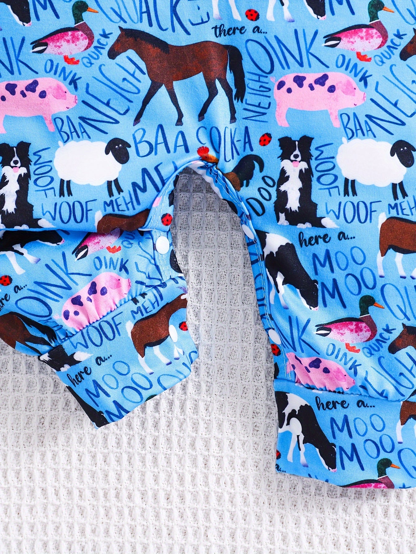Adorable Farm Animal Print Long Sleeve Romper for Boys and Girls Soft Polyester Blend
