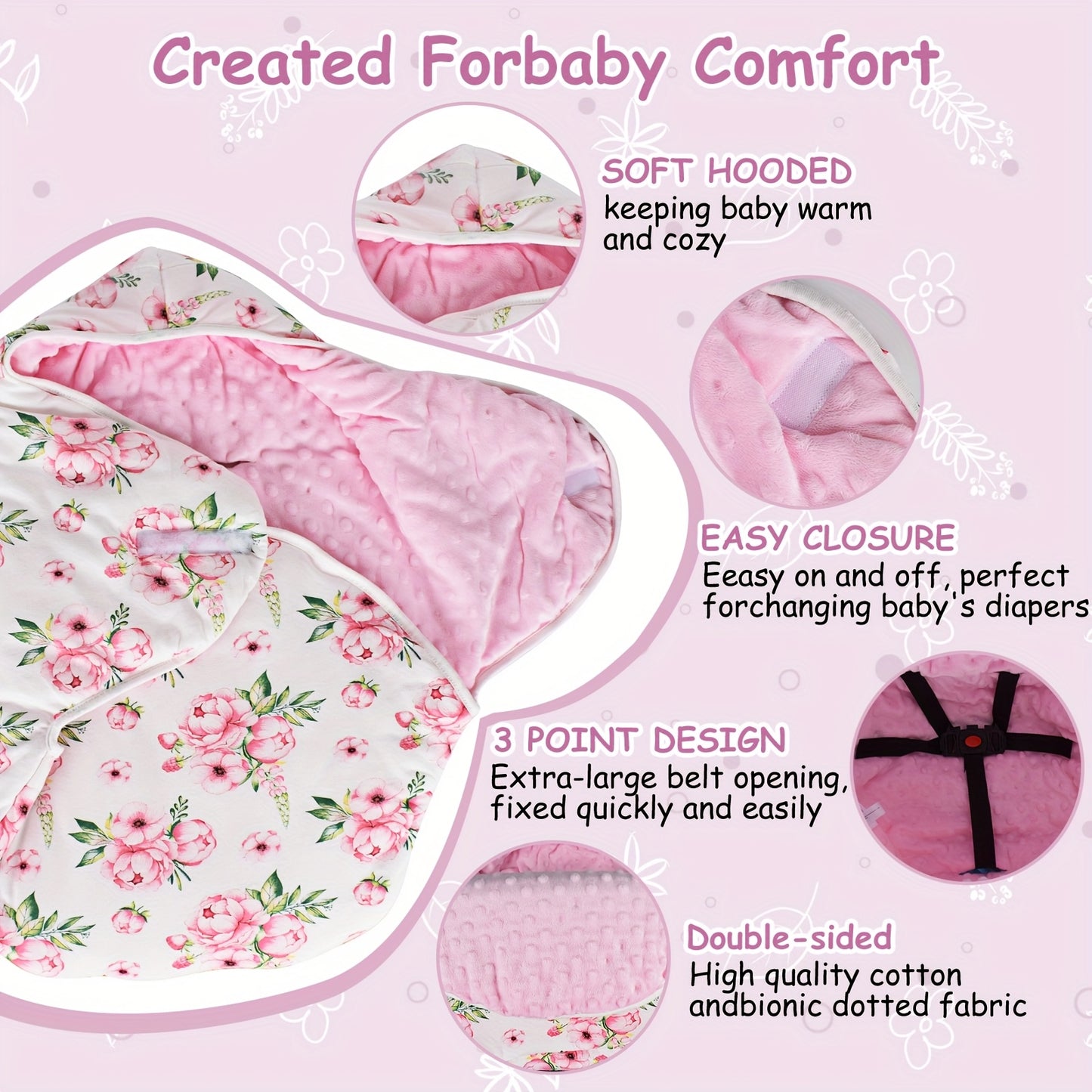 Spring and Winter Newborn Stroller Seat Cover, Thickened Cotton Cushion for Newborn Strollers, Baby Pushchair Pad, Multifunctional Infant Carrying Mat