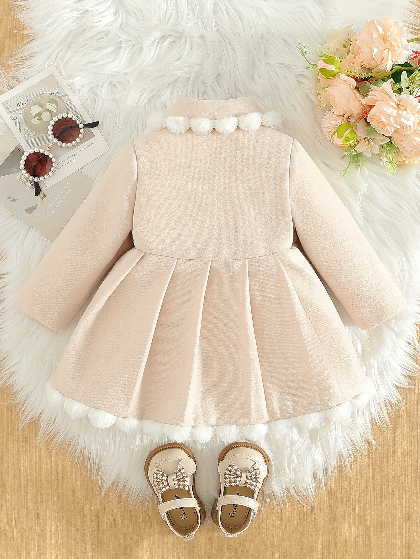 Girls Soft Fleece Jackets and Coats with Bow Trim for Back to School Autumn Winter