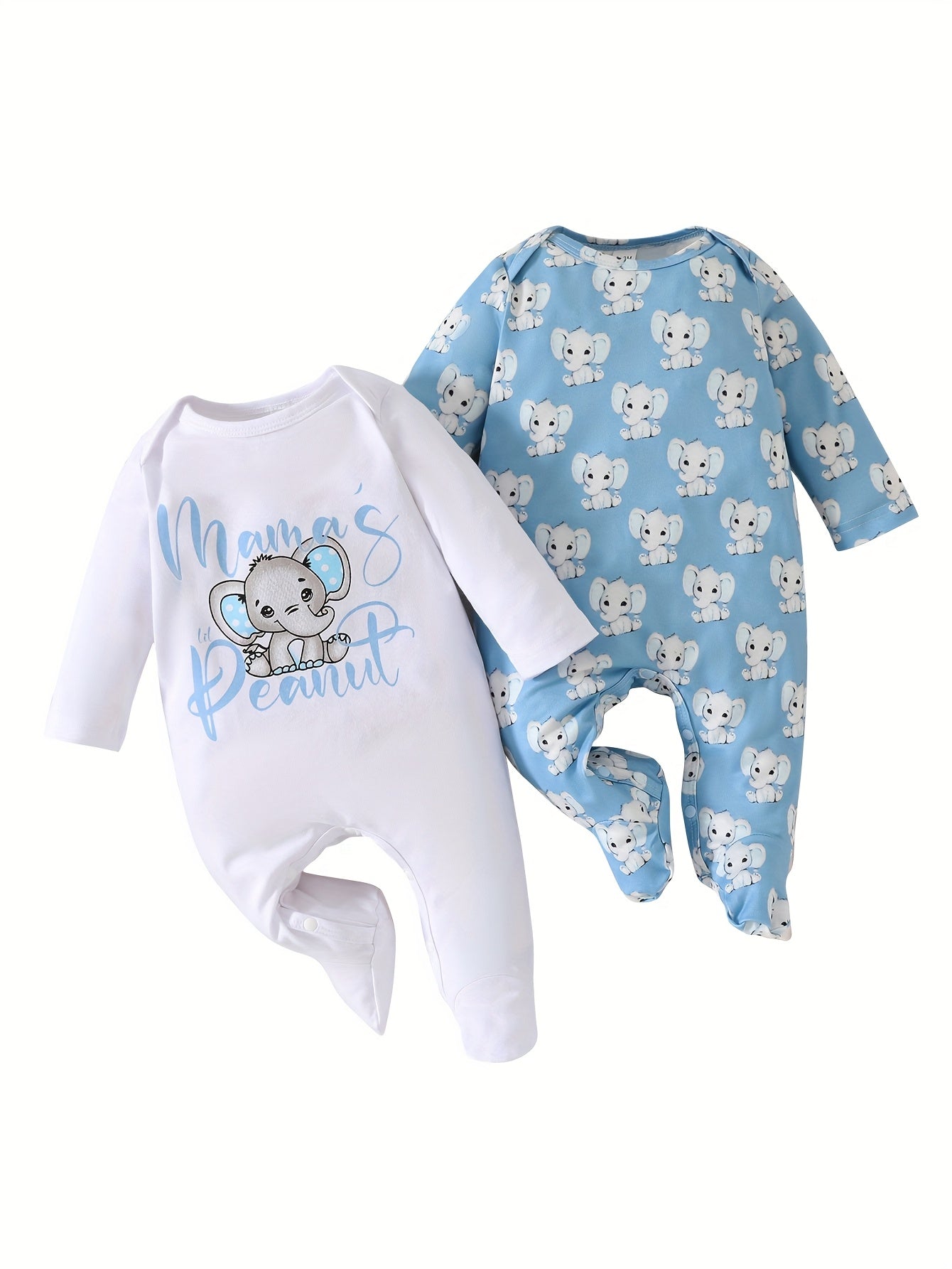 Little Peanut Youngsters Long Sleeve Rompers – Adorable Elephant Designs for Comfort