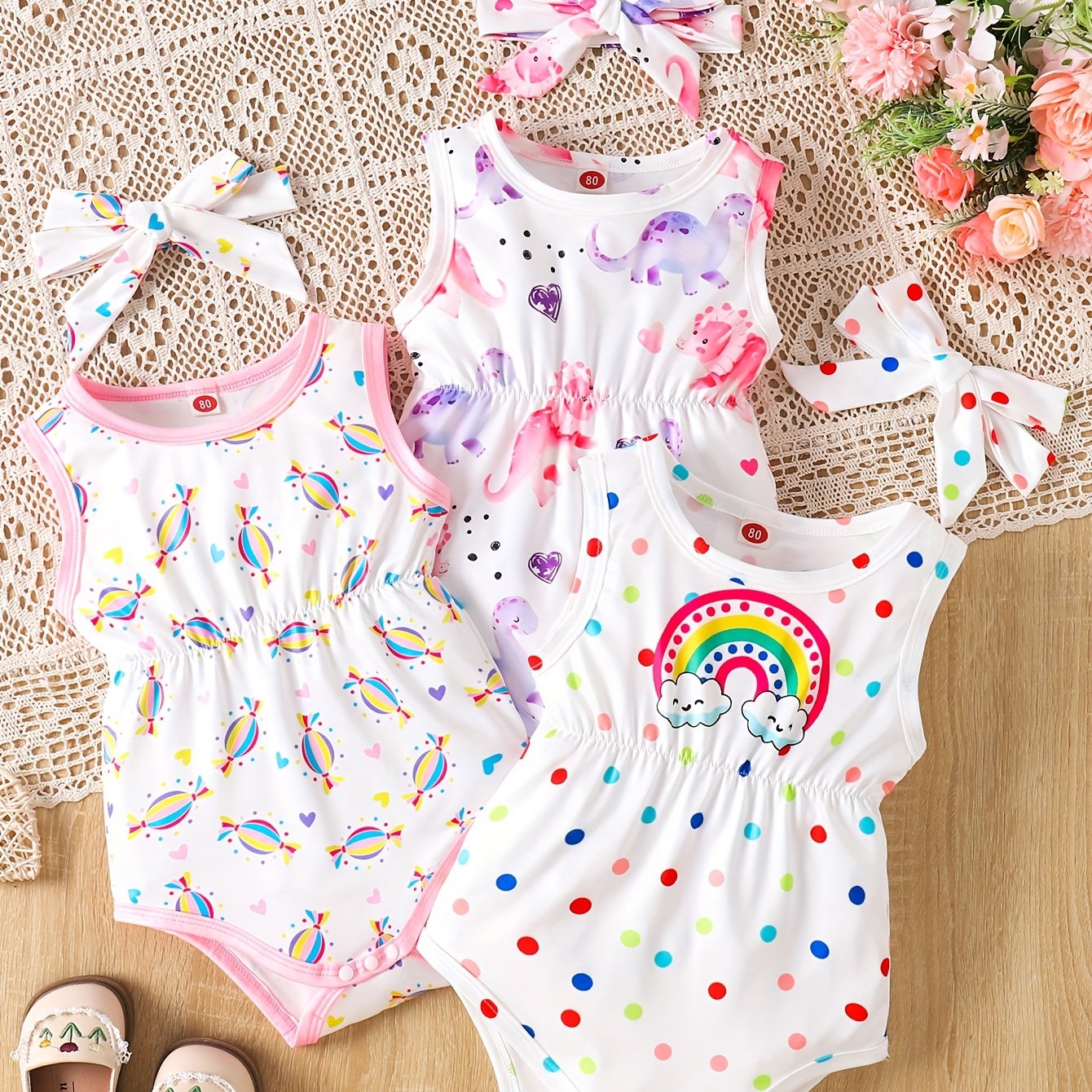 Girls Sleeveless Tank Top and Headband Set 0 to 18 Months