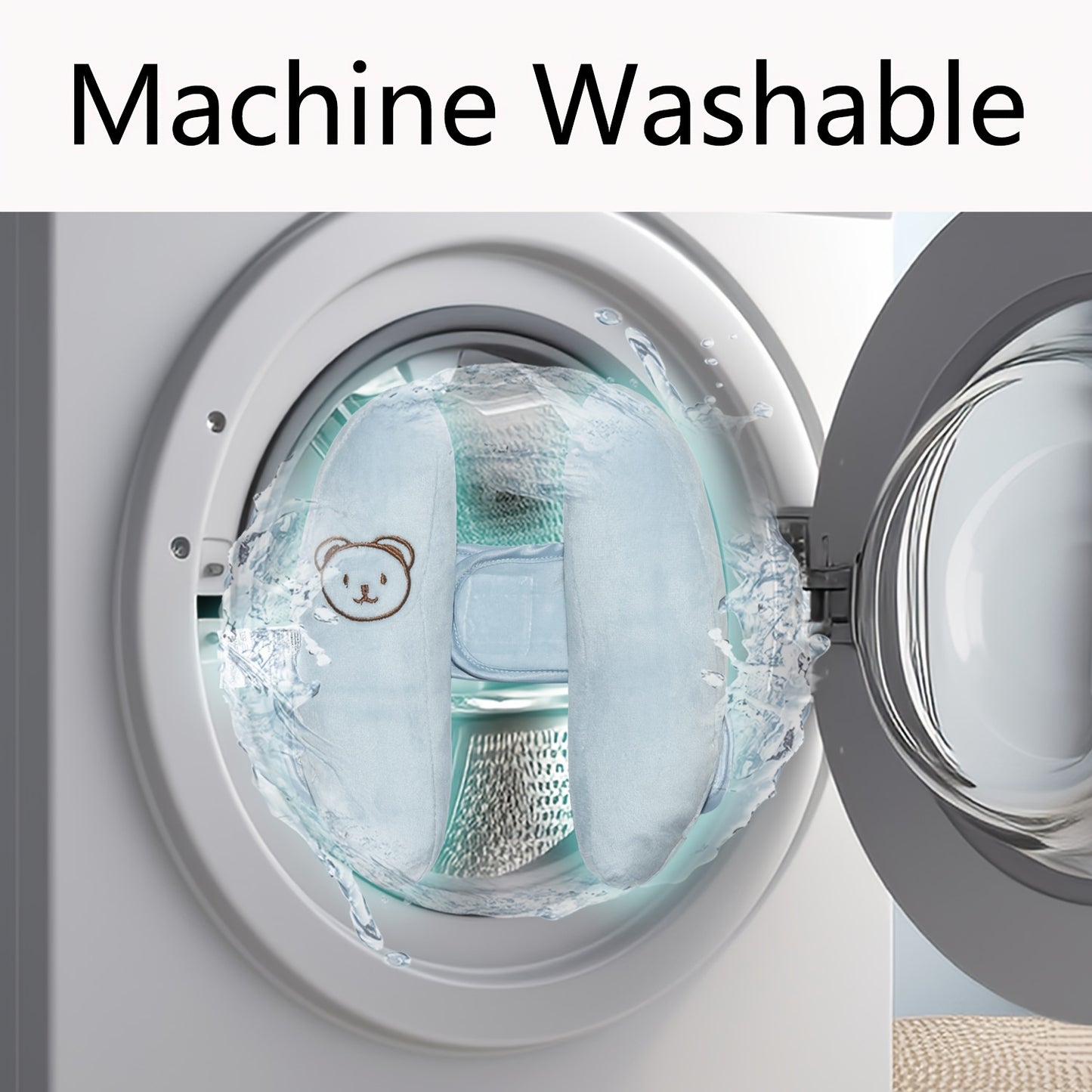 1pc Baby Stroller Safety Pillow with Cute Bear Design - Soft Polyester Material, Multiple Use for Car Seat & Stroller, Supportive Head & Neck Protection, Prevents Wobble, Deformation-Free After Use, Stroller Accessorie