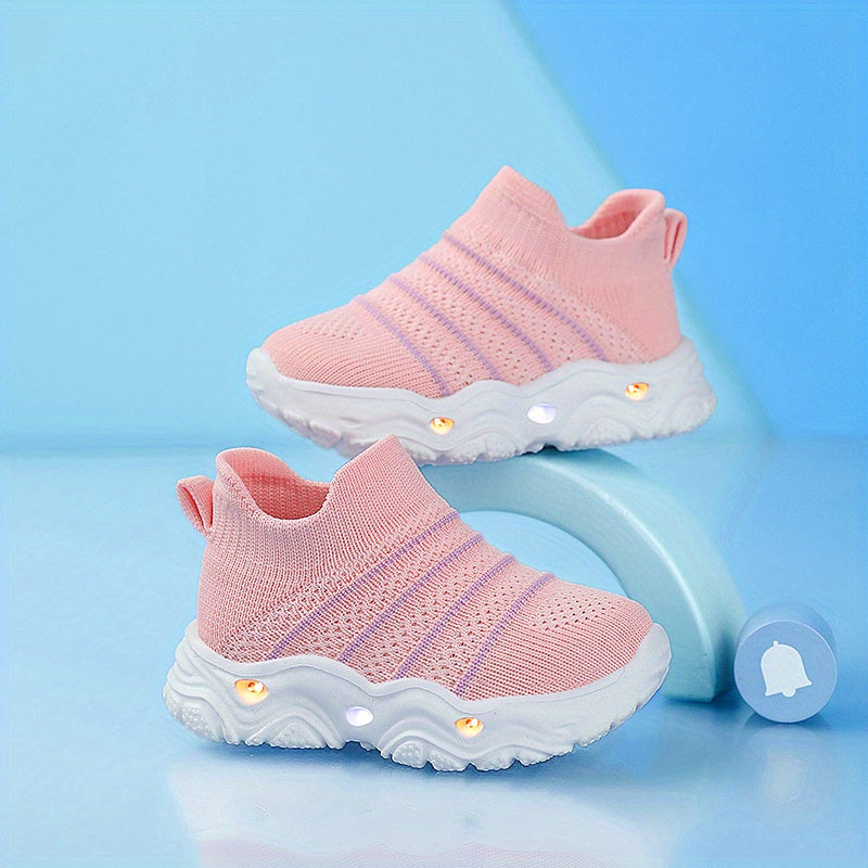 2026 New Youngsters Glowing Sneaker Lights Slip On Non-Slip Soft Pink Casual Shoes