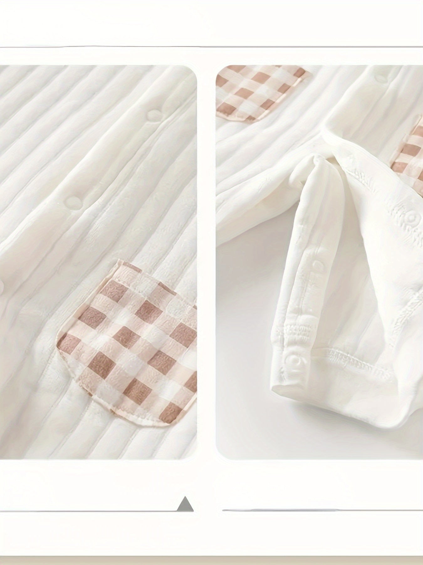 Cozy Bear Cotton Romper With Striped Collar And Pockets