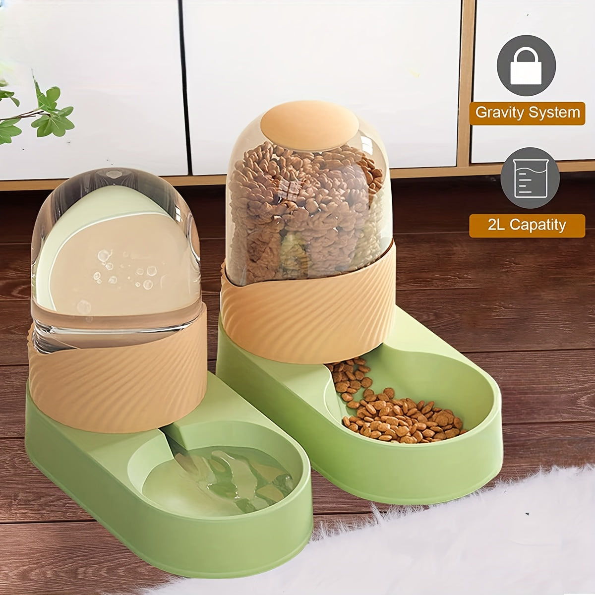 2-in-1 Automatic Pet Food Feeder and Water Dispenser with Detachable Anti-Slip Design