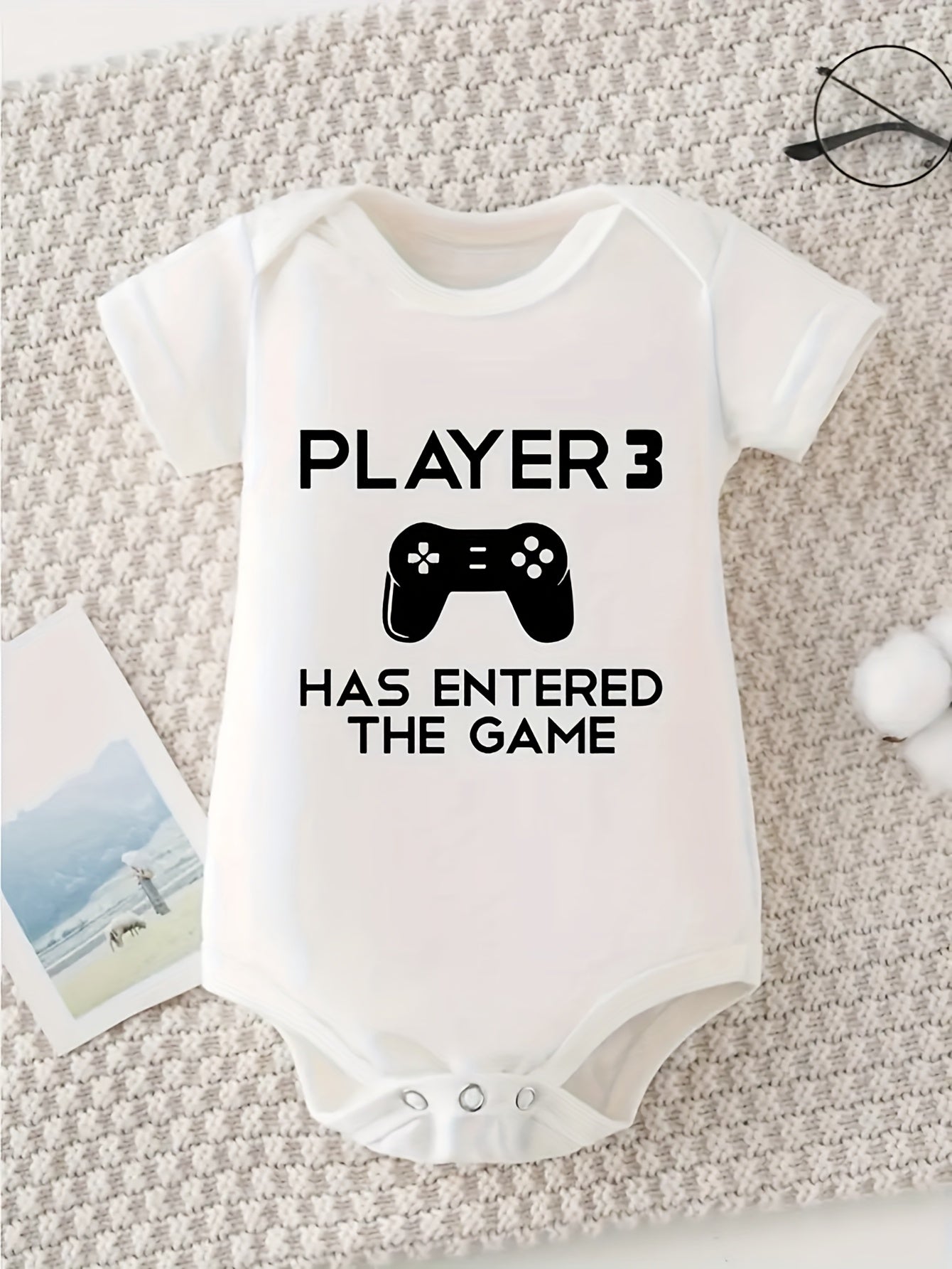 Player 3 Has Entered The Game Baby Boys Romper Soft Cotton Short Sleeve Outfit