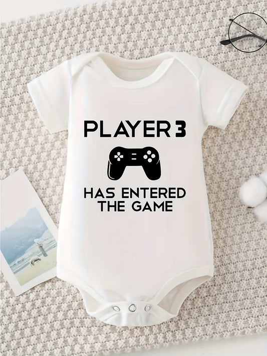 Player 3 Has Entered The Game Baby Boys Romper Soft Cotton Short Sleeve Outfit