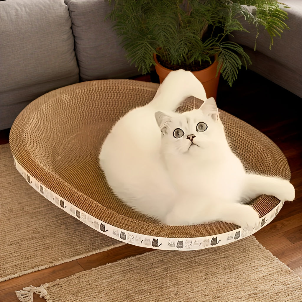 Durable Nest Shaped Cardboard Cat Scratching Pad for Claw Care and Furniture Protection