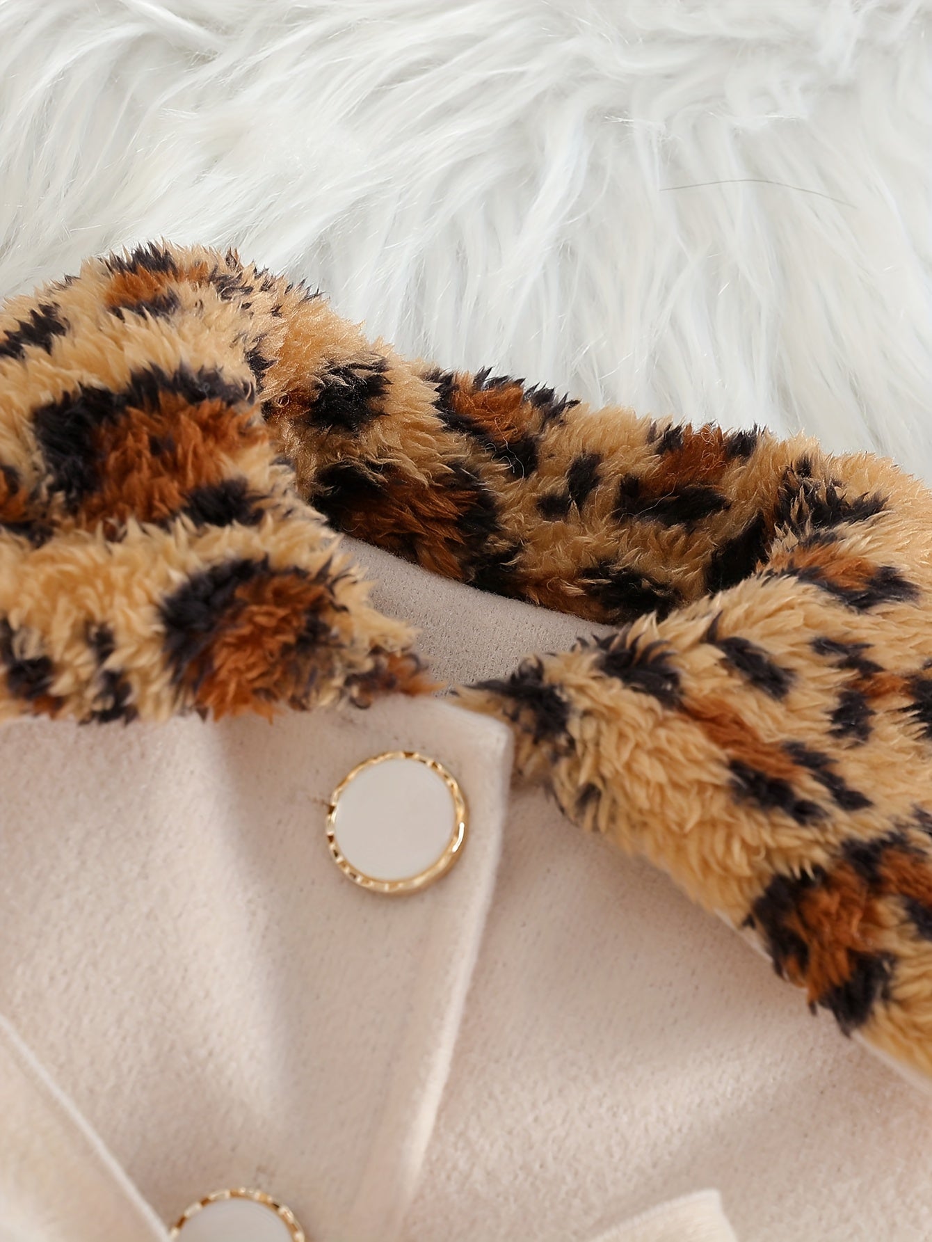 Baby Clothing, Baby Products, Back-to-school Season Small Gifts For Baby Girls, Solid Colors, Versatile For Autumn And Winter, Leopard Print Plush Lapel Bow Coat, Suitable For Festivals And School Days, Back-to-school Season