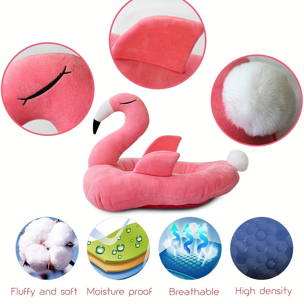 Petgrow Flamingo Shaped Cute Cat Bed Sofa Cozy Memory Foam Mat for Cats and Small Pets