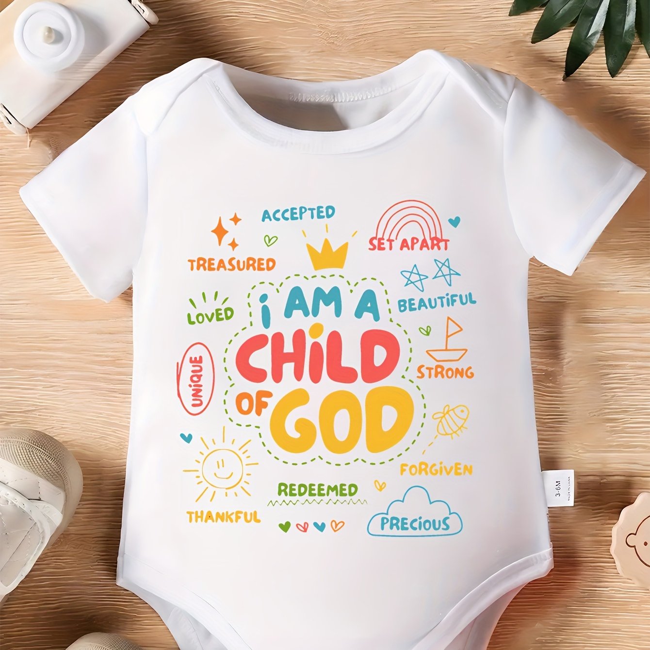 Adorable I Am A Youngster Of God Print Cotton Bodysuit for Family Matching Events