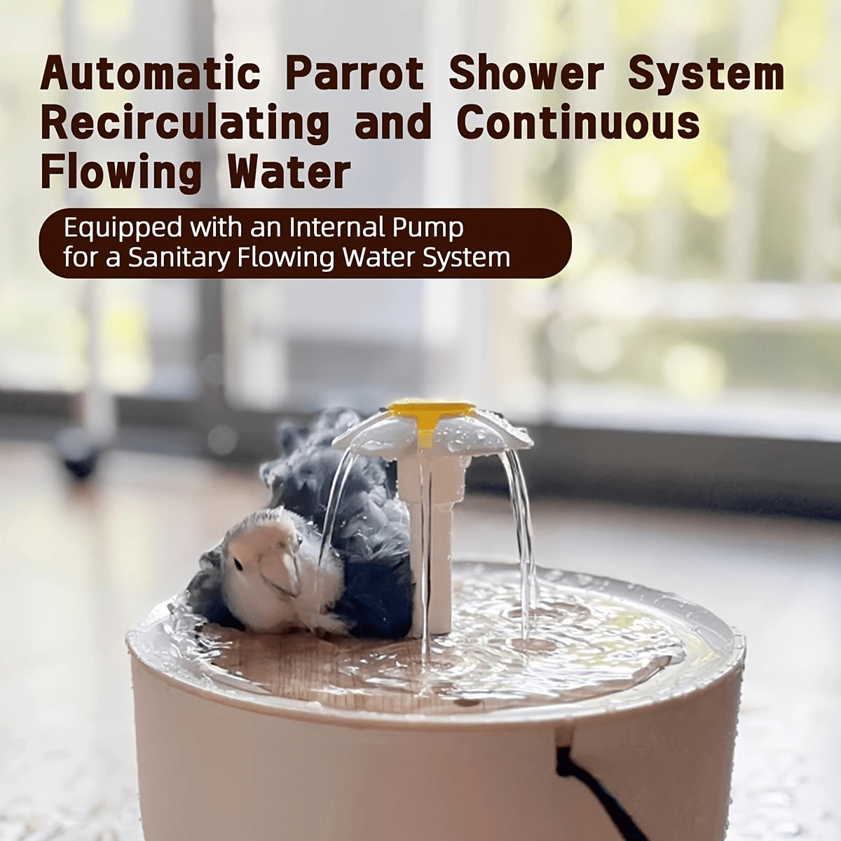 USB Powered Indoor Bird Bath and Cat Water Feeder with Circulating Filter Fountain