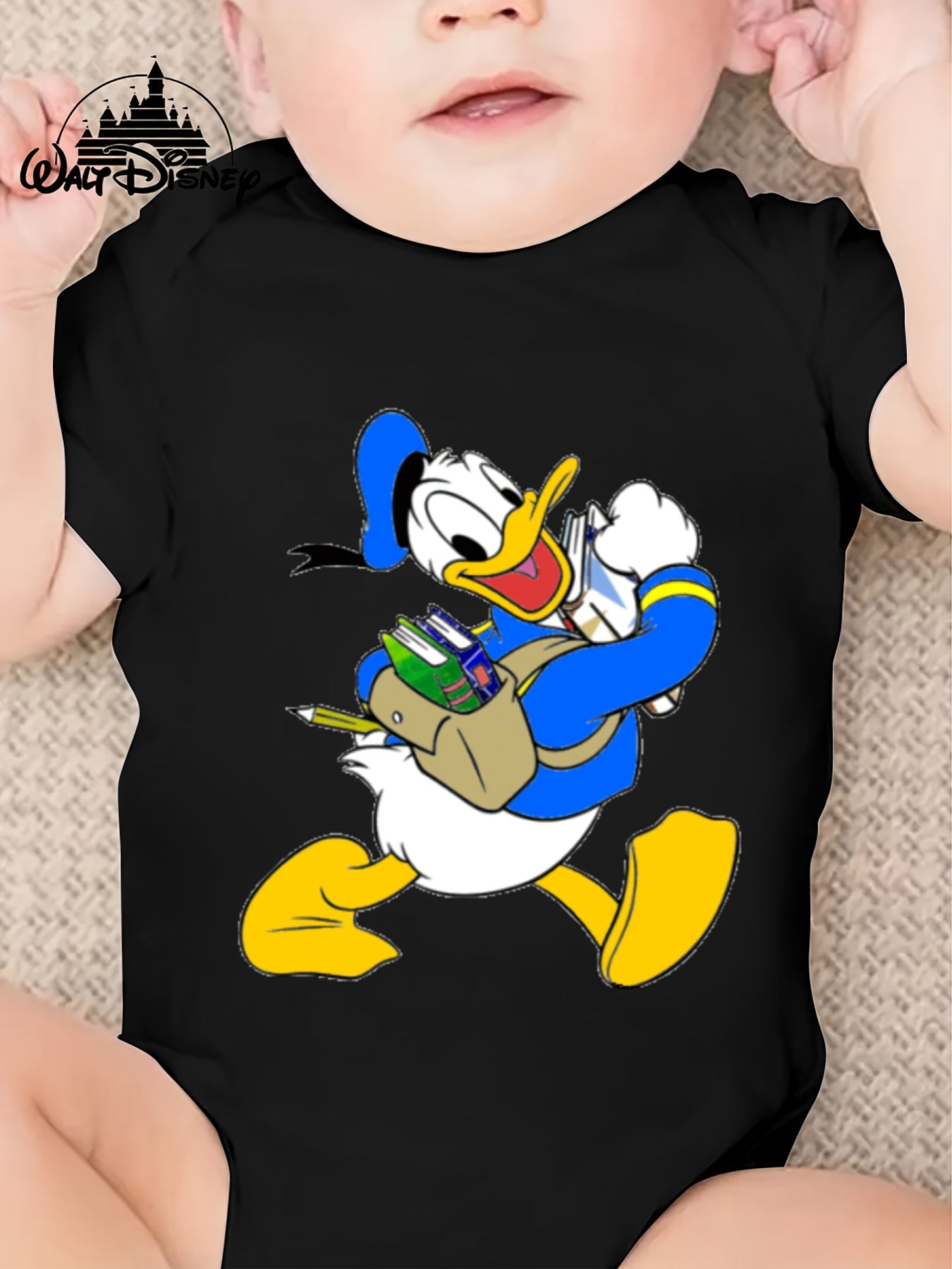 Donald Duck Printed Baby Onesie for Kids Cute Cartoon Design Short Sleeve Cotton Fit