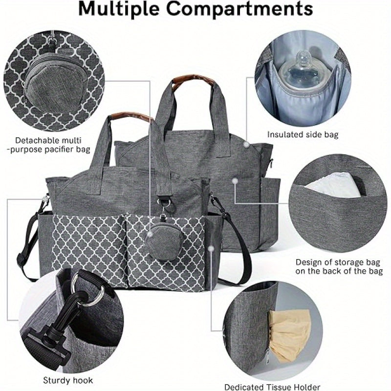 Diaper Bag Tote, Diaper Bag with Pacifier Case Large Travel Diaper Tote Caddy for Mom and Dad Multifunction Large Bag Father'S Day gift