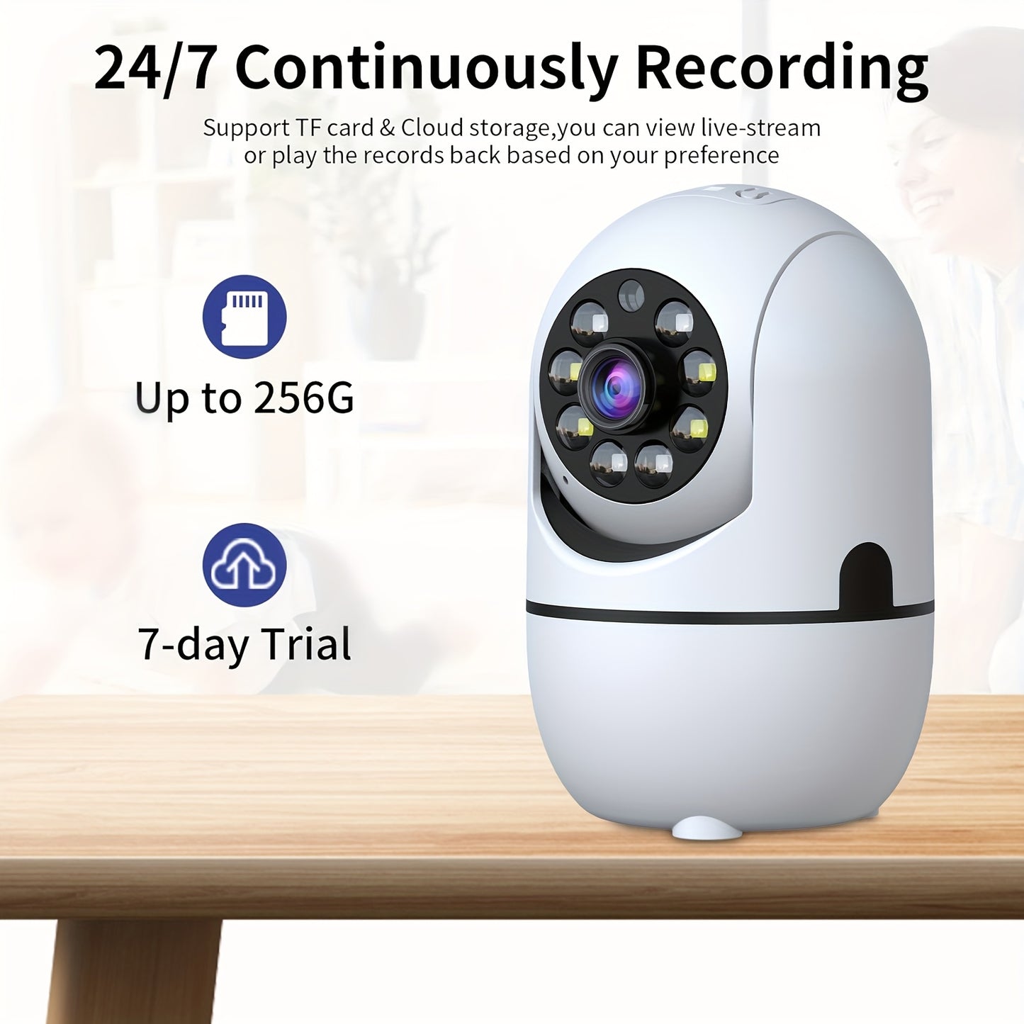 4pcs Wireless Indoor Security Camera Set with 355 Degree Pan Tilt Night Vision and Two Way Talk