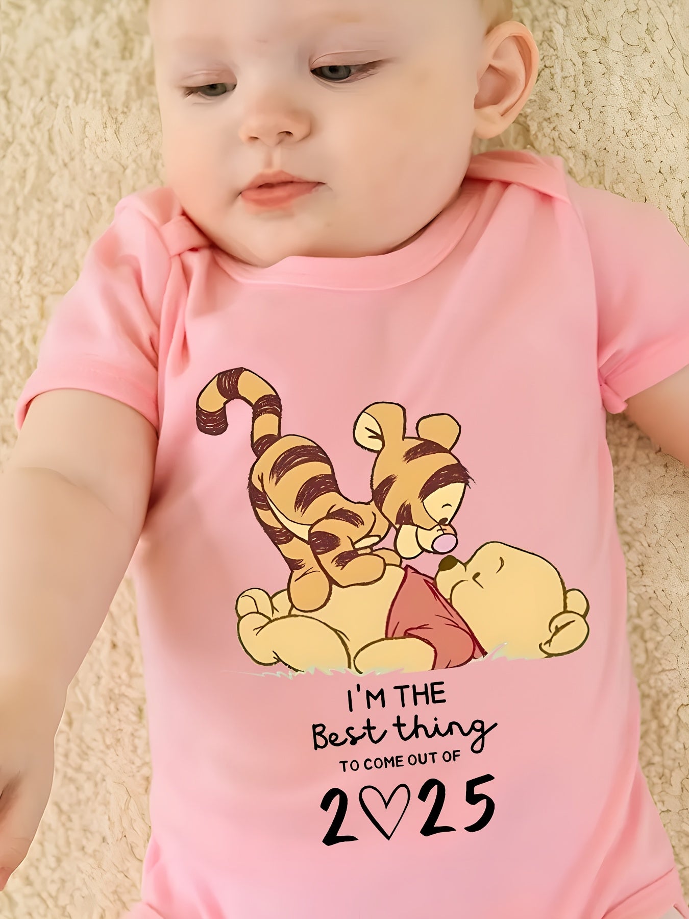 Disney Winnie the Pooh Baby Bodysuit I'm the Best Thing to Come Out of 2025 Cute Cartoon Print
