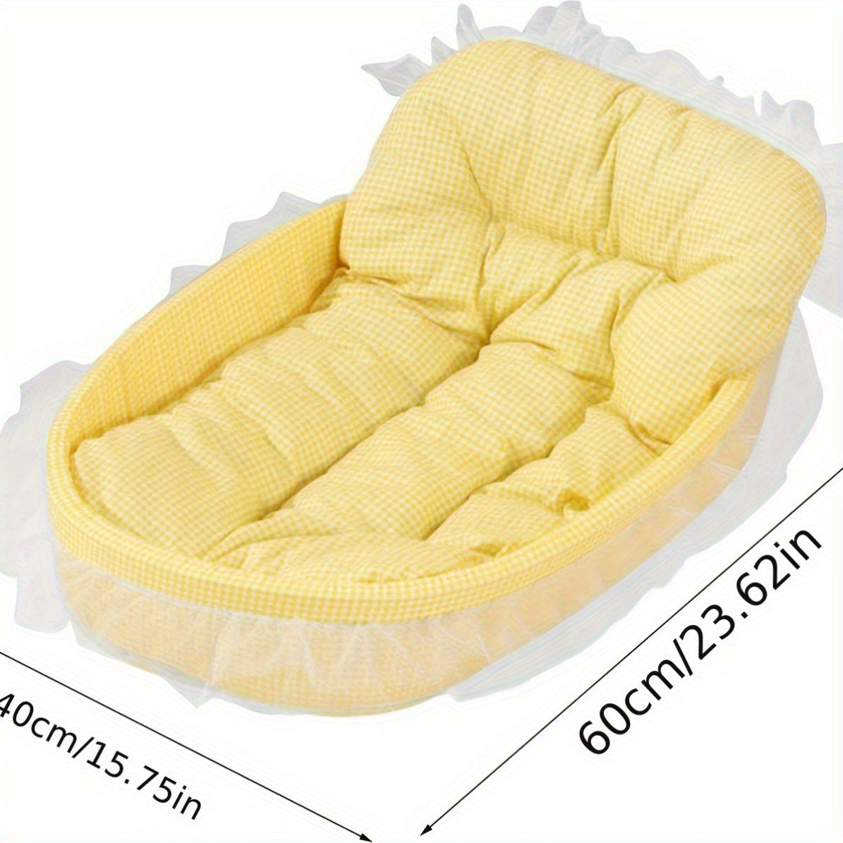 All Season Checkered Pet Bed for Dogs and Cats with Soft Plush Fabric and Ruffle Details