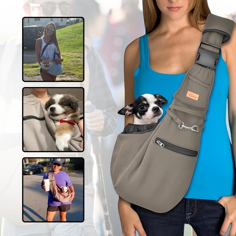 Cuby Adjustable Dog Cat Sling Carrier Padded Bottom
