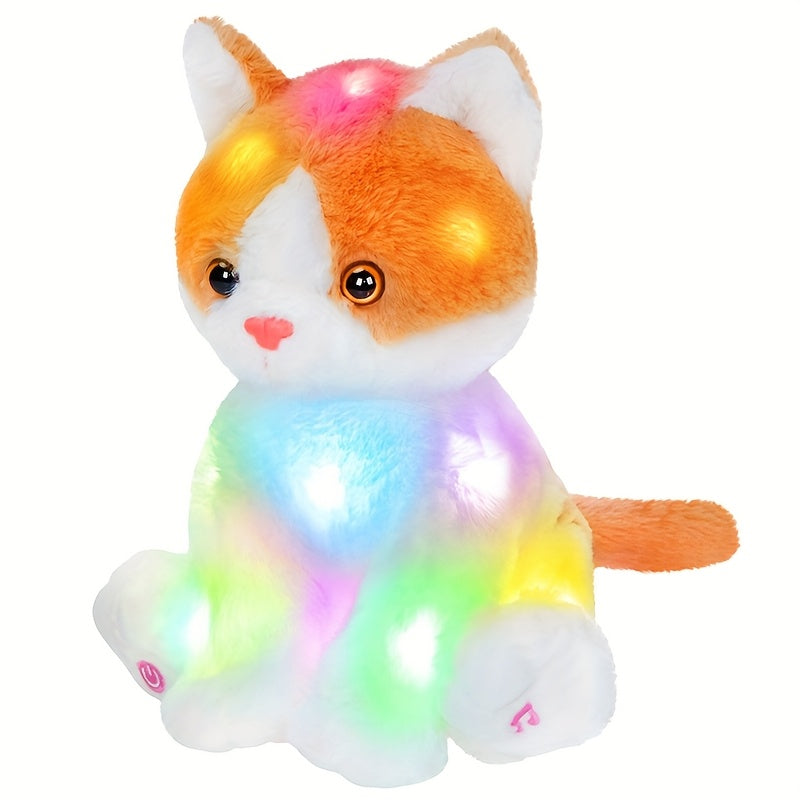 Glowing Orange Cat Plush Toy Cute Soft Kitty Stuffed Animal Nightlight Gift for Kids