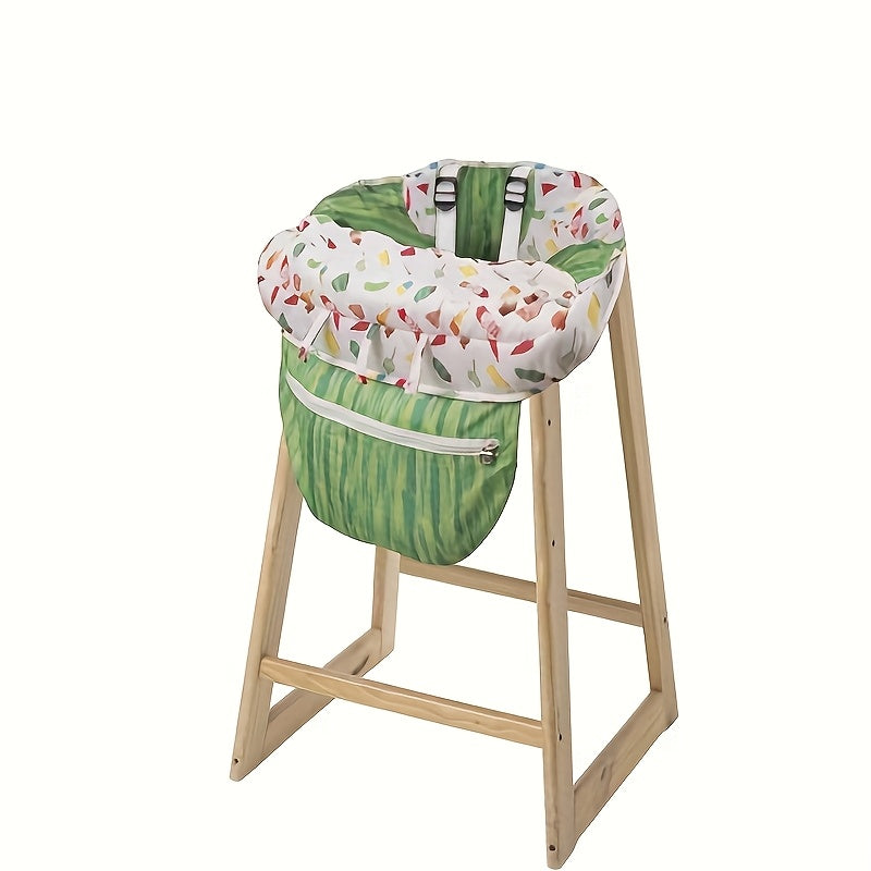 Baby Shopping Cart Cushion High Chair Cover Green Caterpillar Design Soft Padded Safety Belt